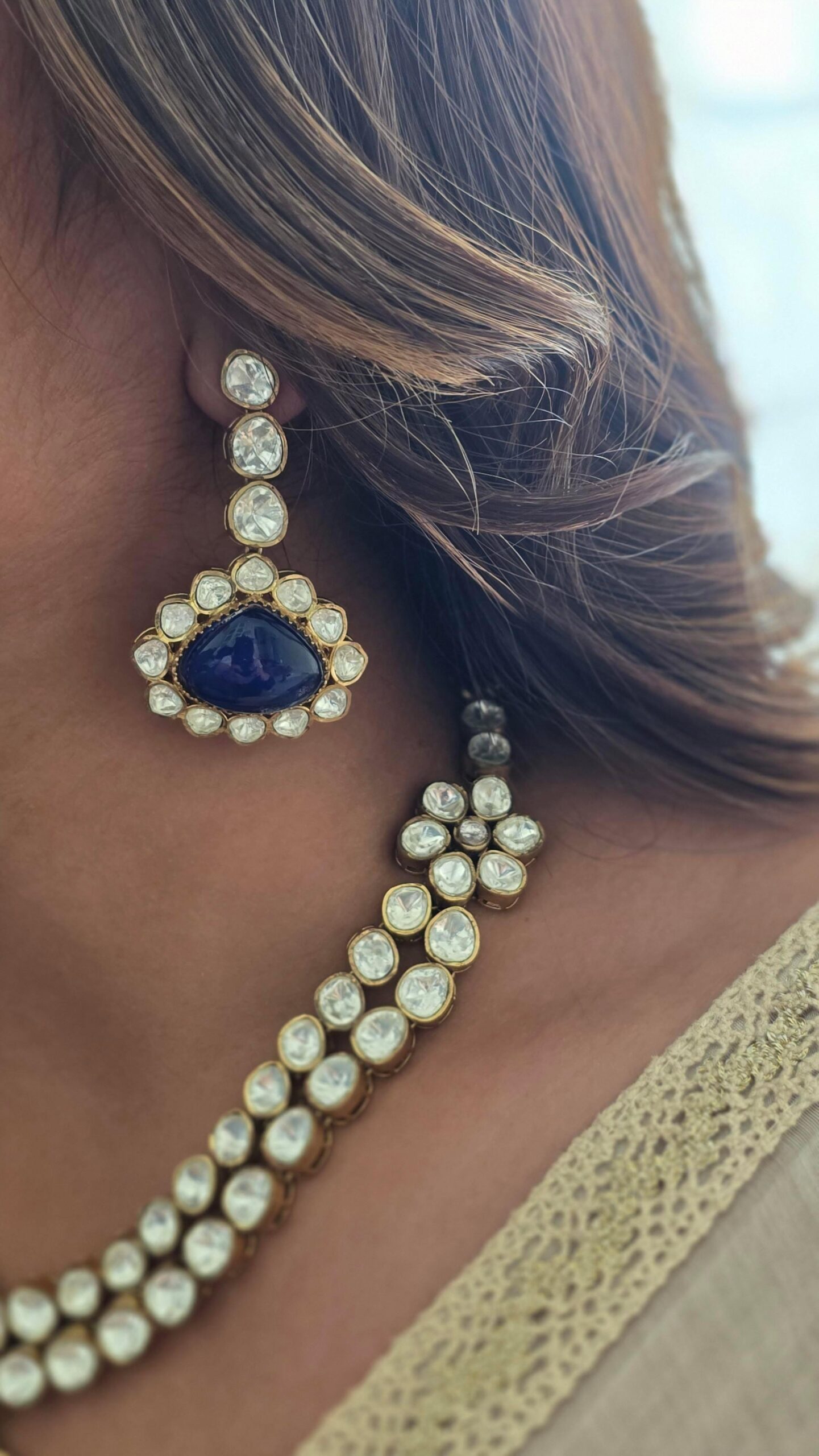 Nidhi polki and quartz necklace Thumbnail