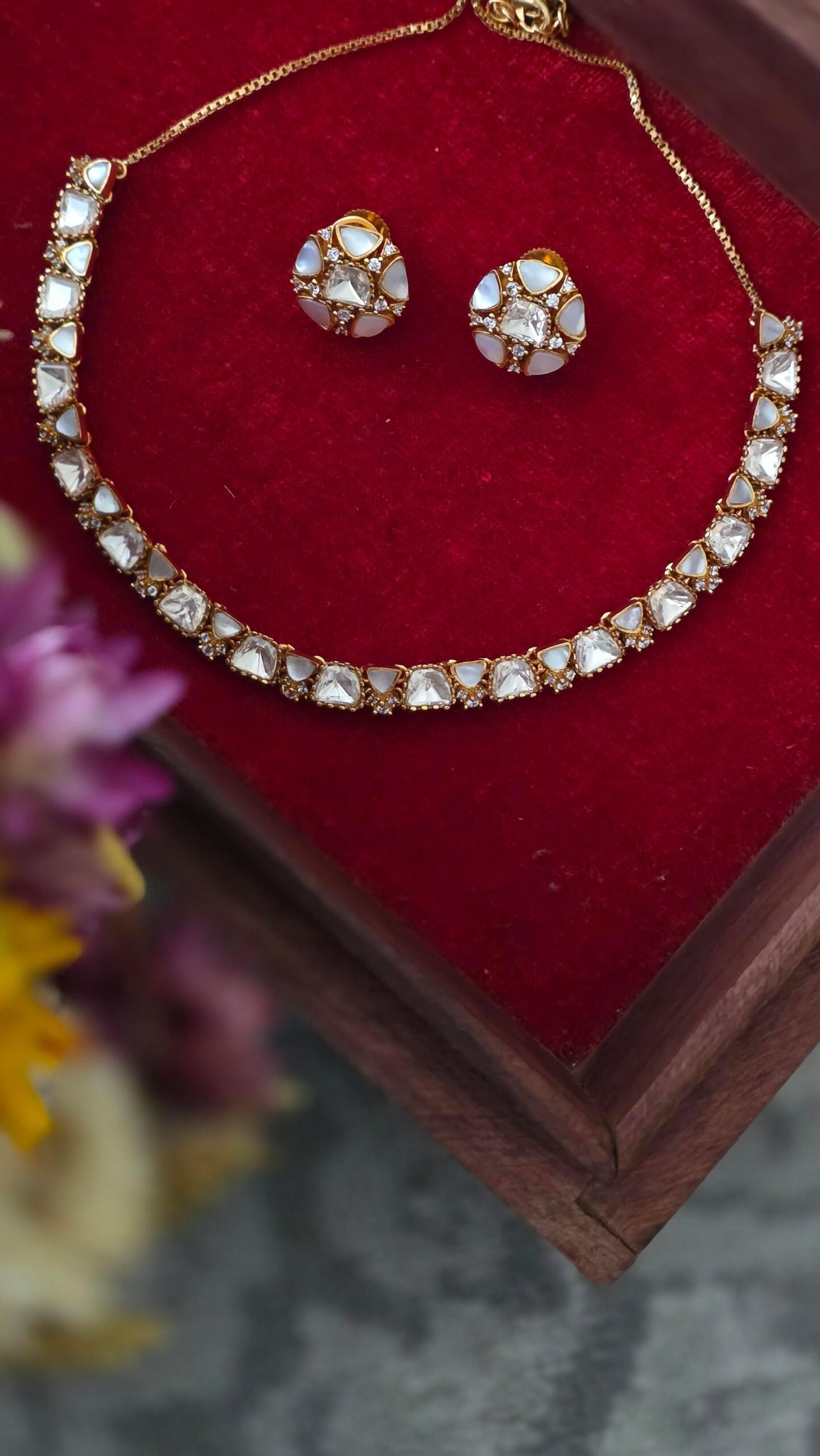 Lara delicate polki necklace Thumbnail