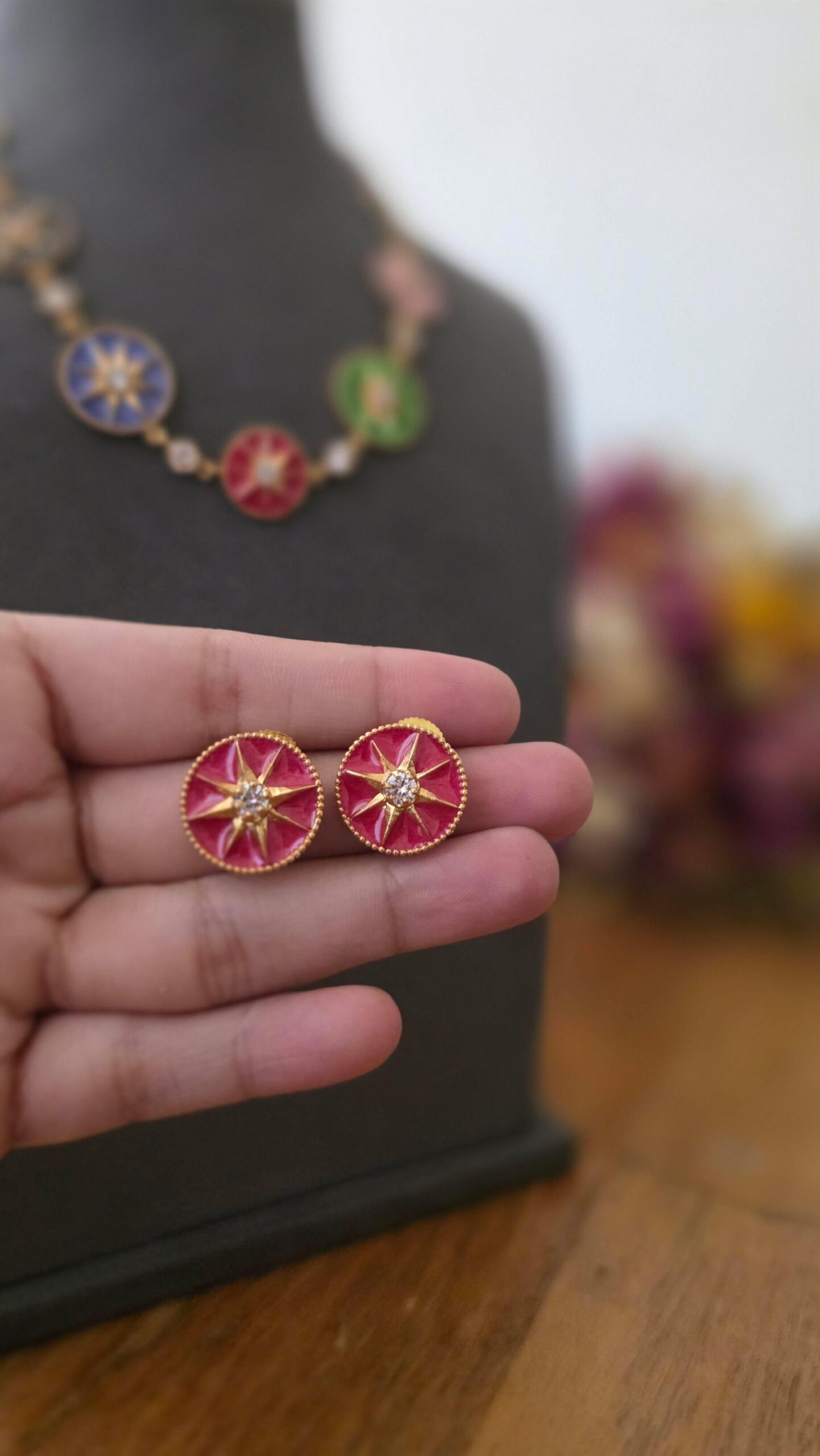 Zina delicate polki necklace Thumbnail