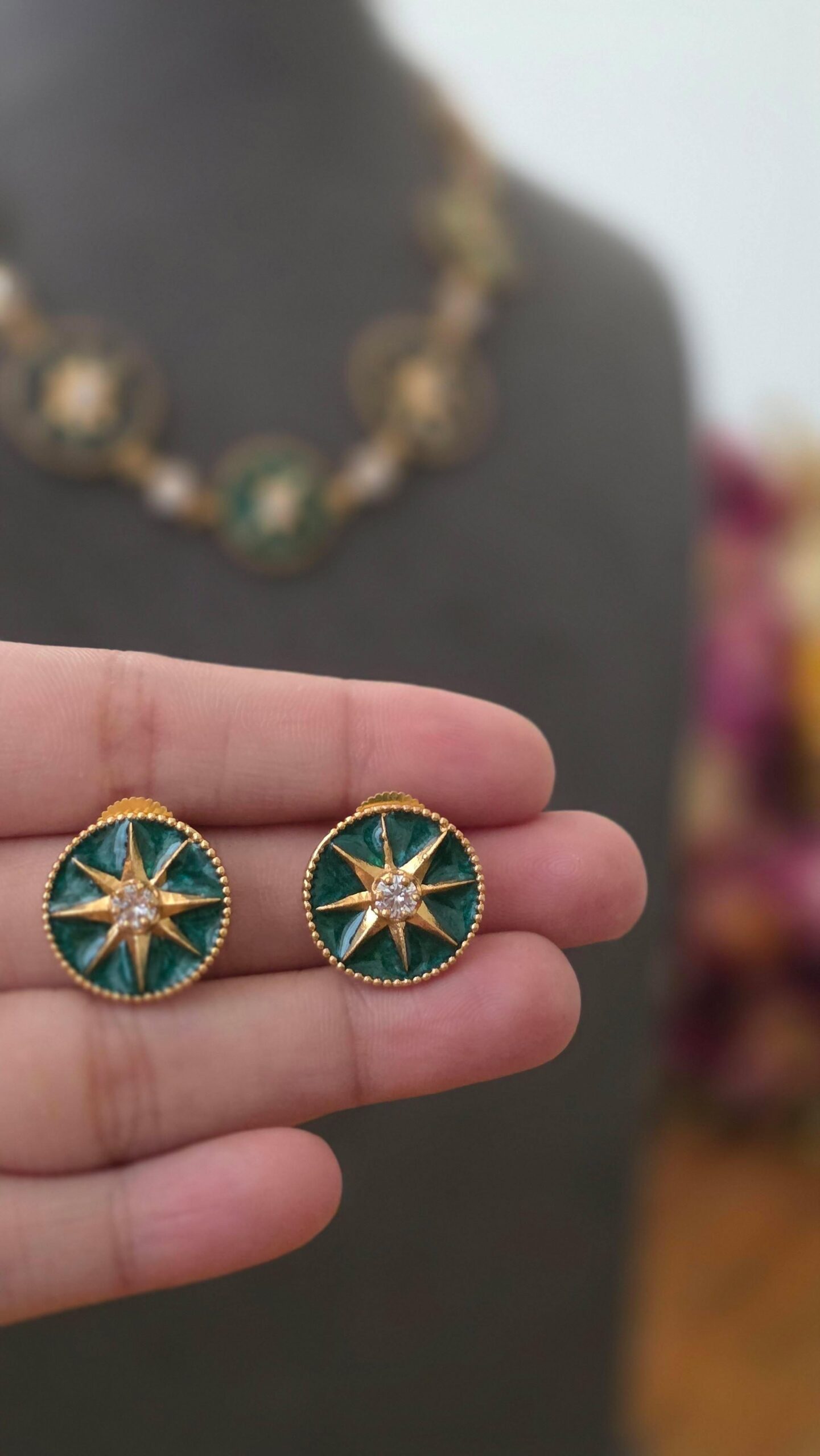Zina delicate polki necklace Thumbnail