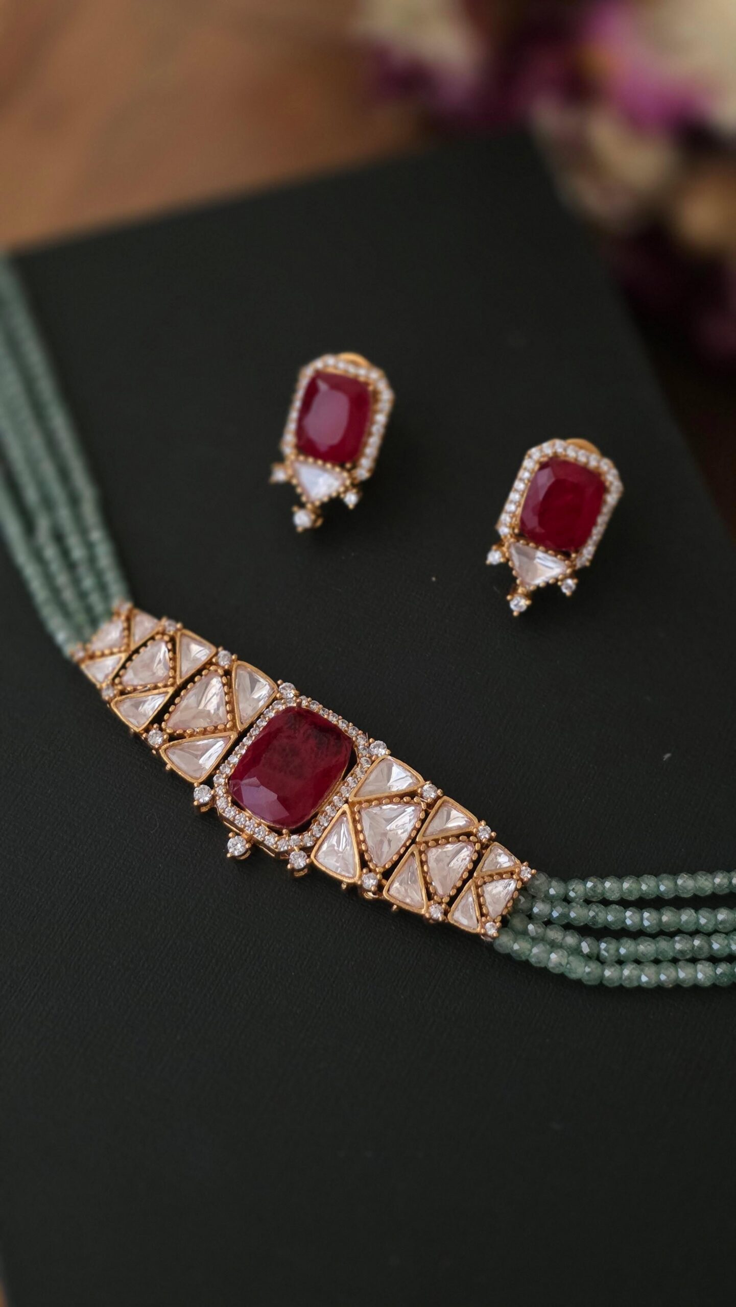 Nita delicate pearl and polki choker Thumbnail