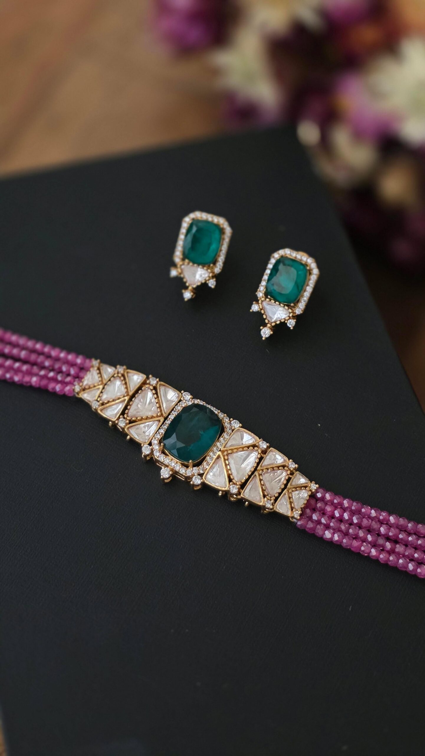 Nita delicate pearl and polki choker Thumbnail