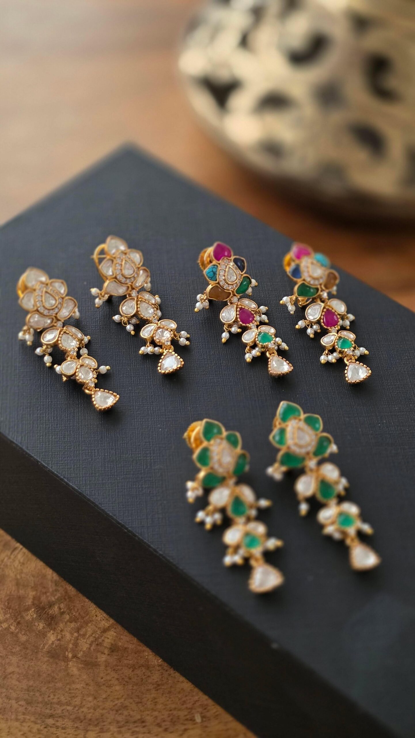 Maya polki and pearl earrings Thumbnail