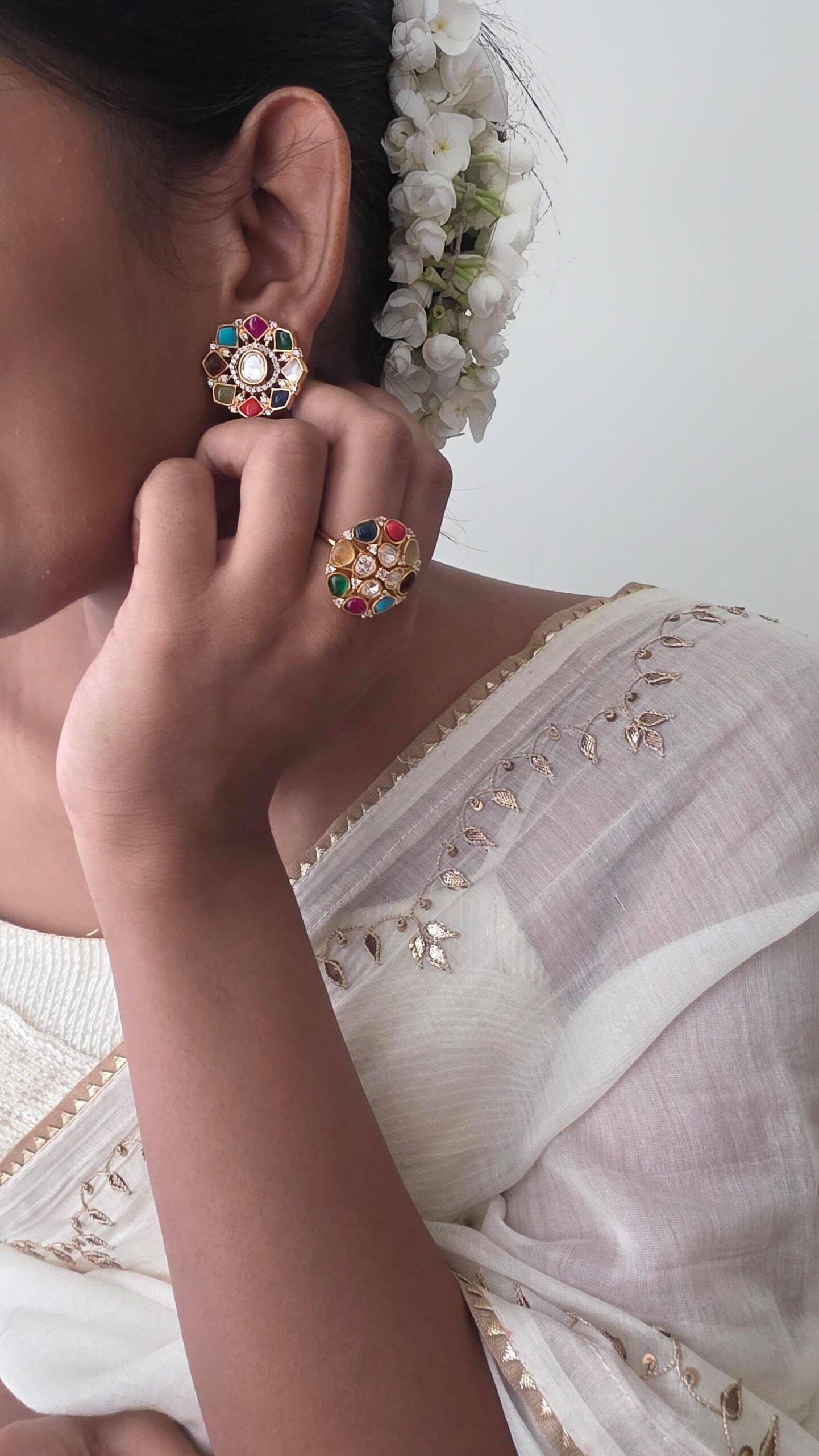 Navratna polki studs Thumbnail