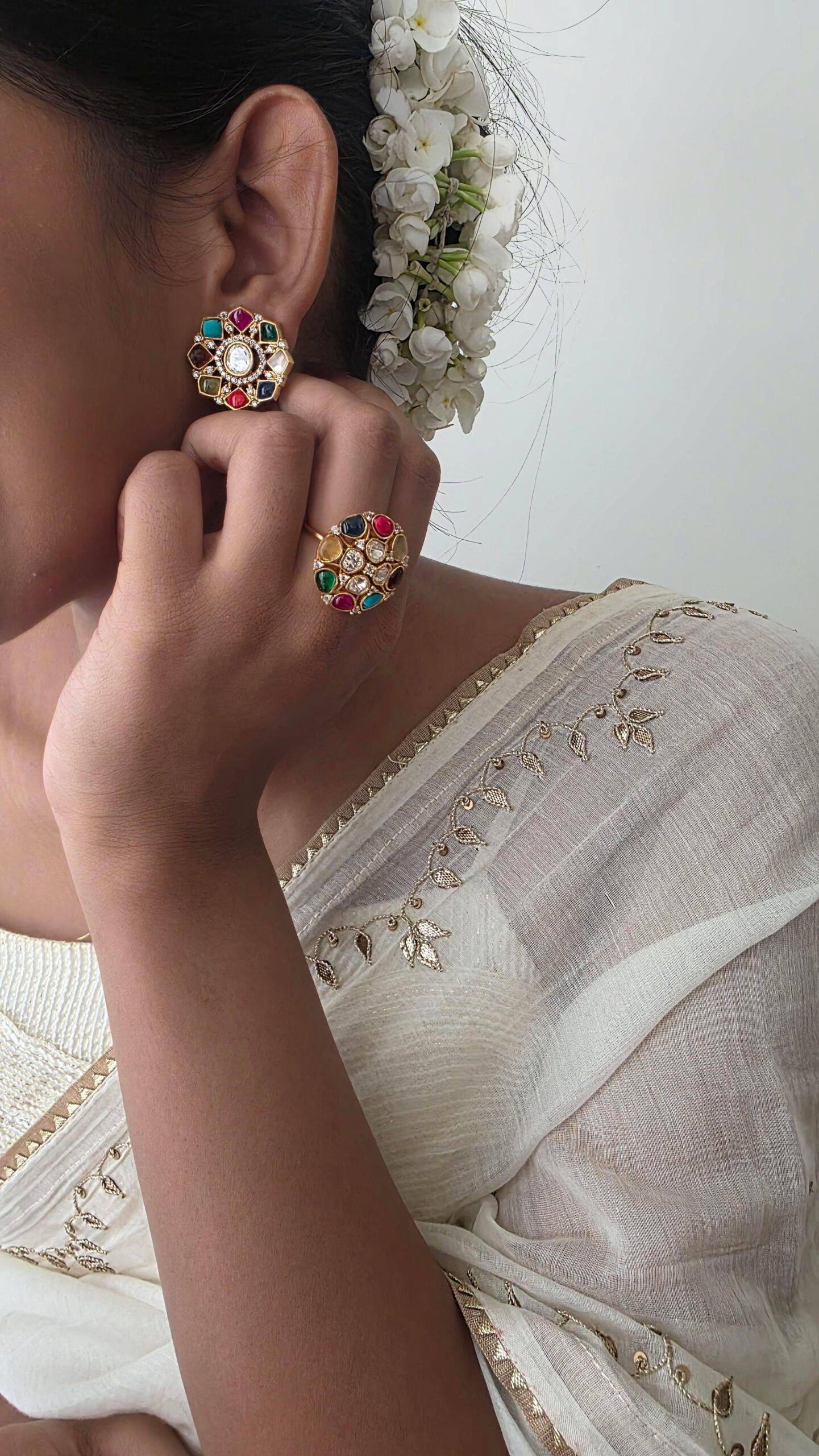 Navratna polki studs Thumbnail