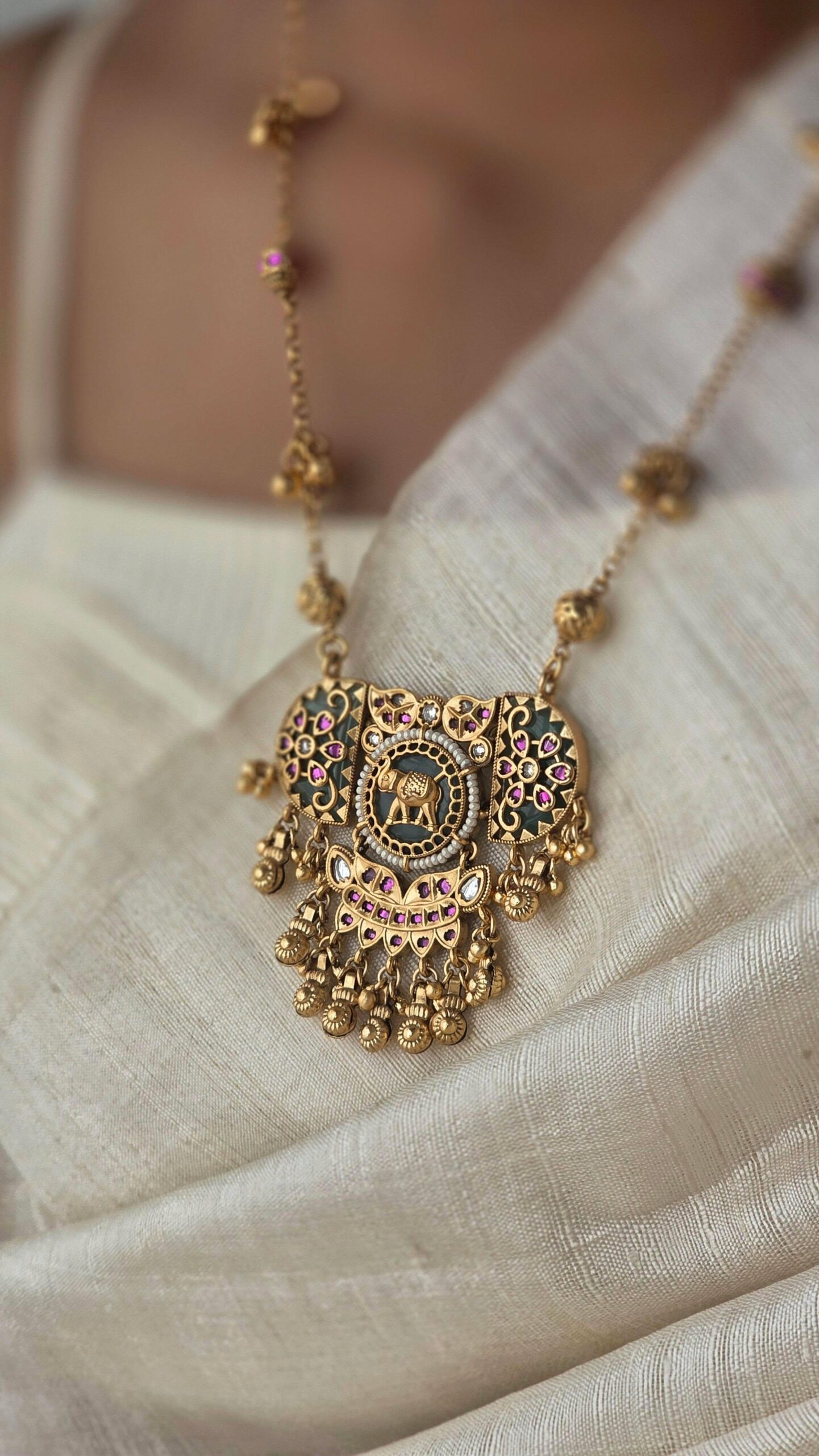 Bhumi delicate handcrafted long  necklace Thumbnail