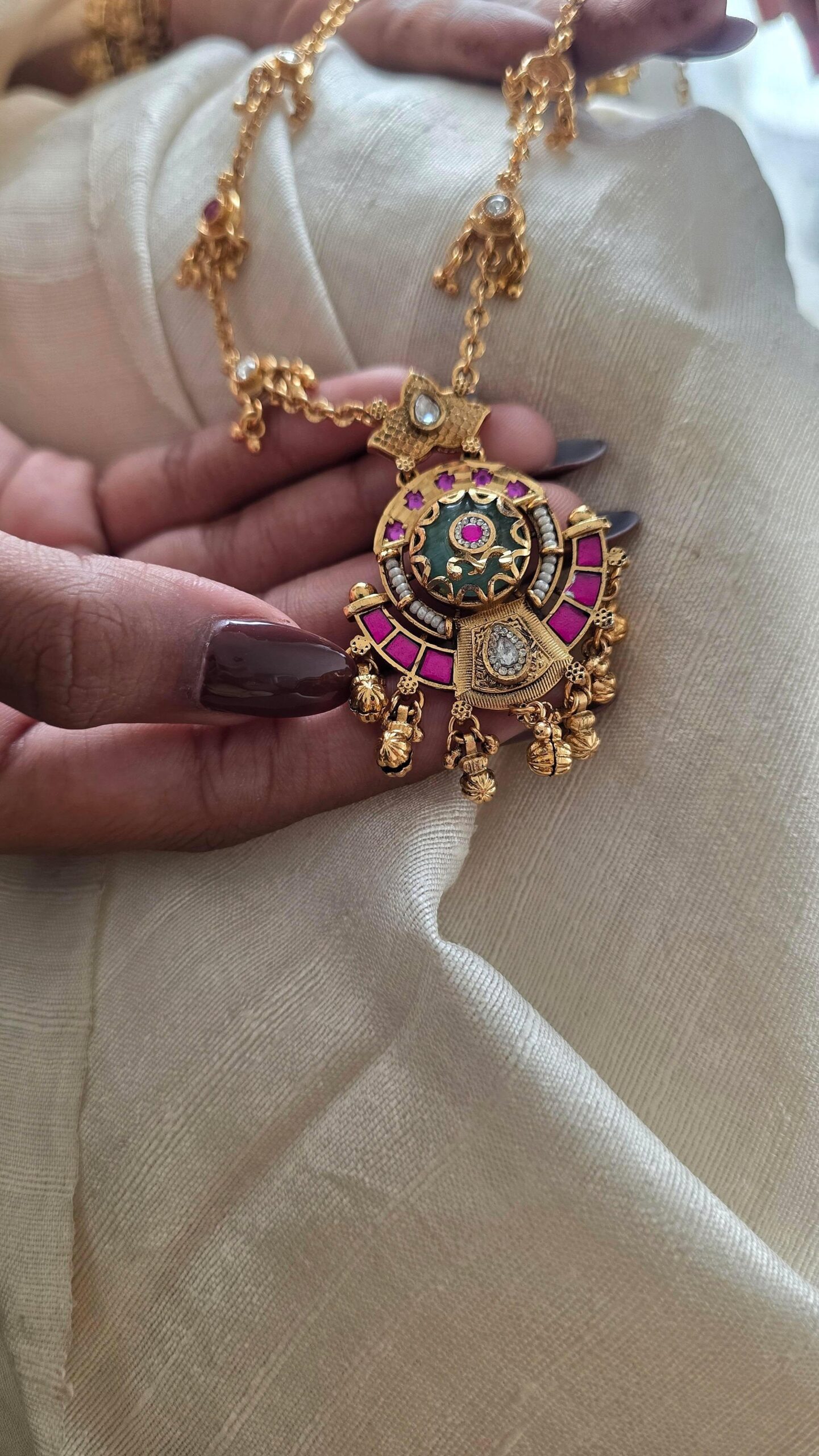 Lakshmi delicate handcrafted long necklace Thumbnail
