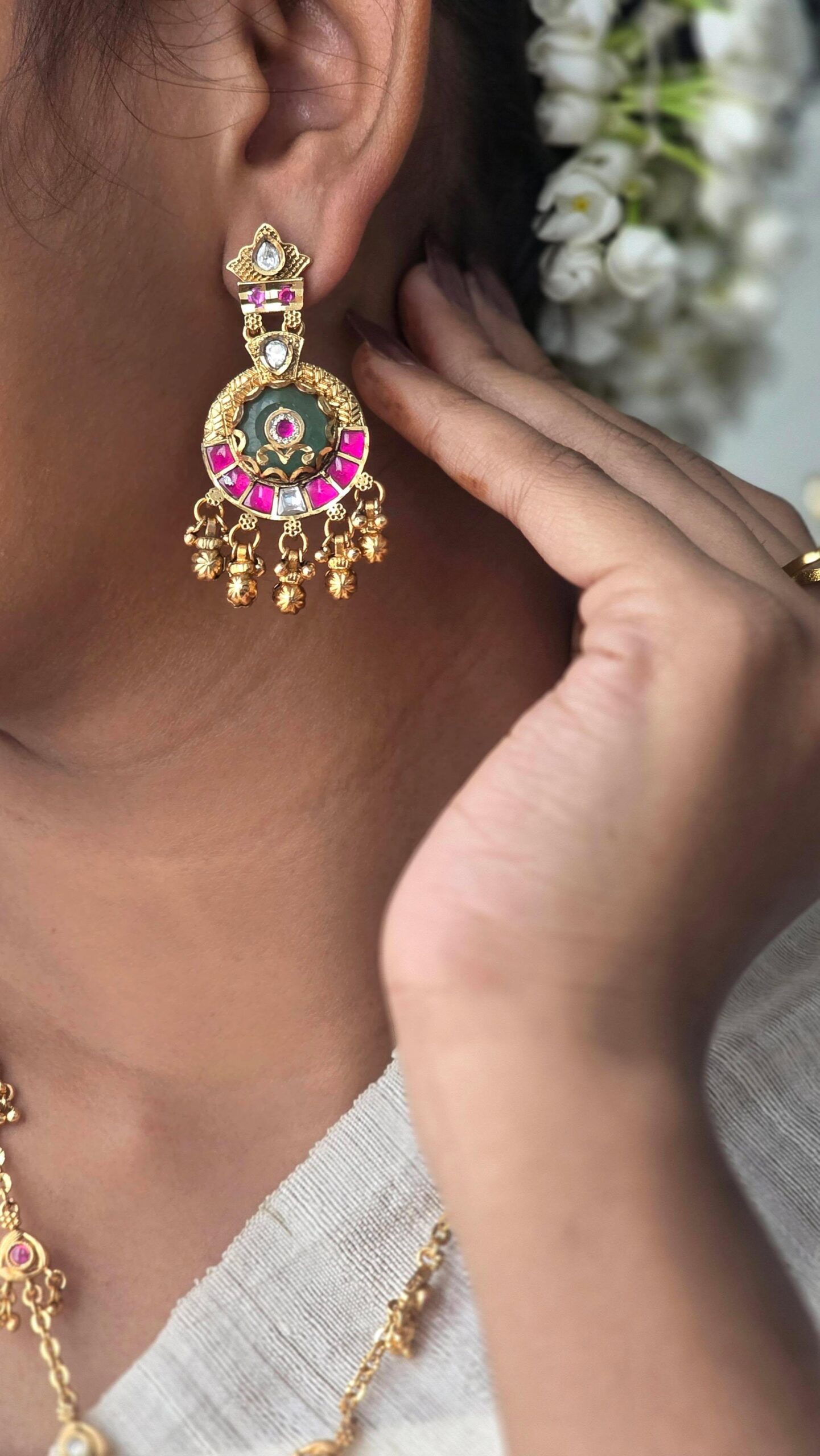 Lakshmi delicate handcrafted long necklace Thumbnail