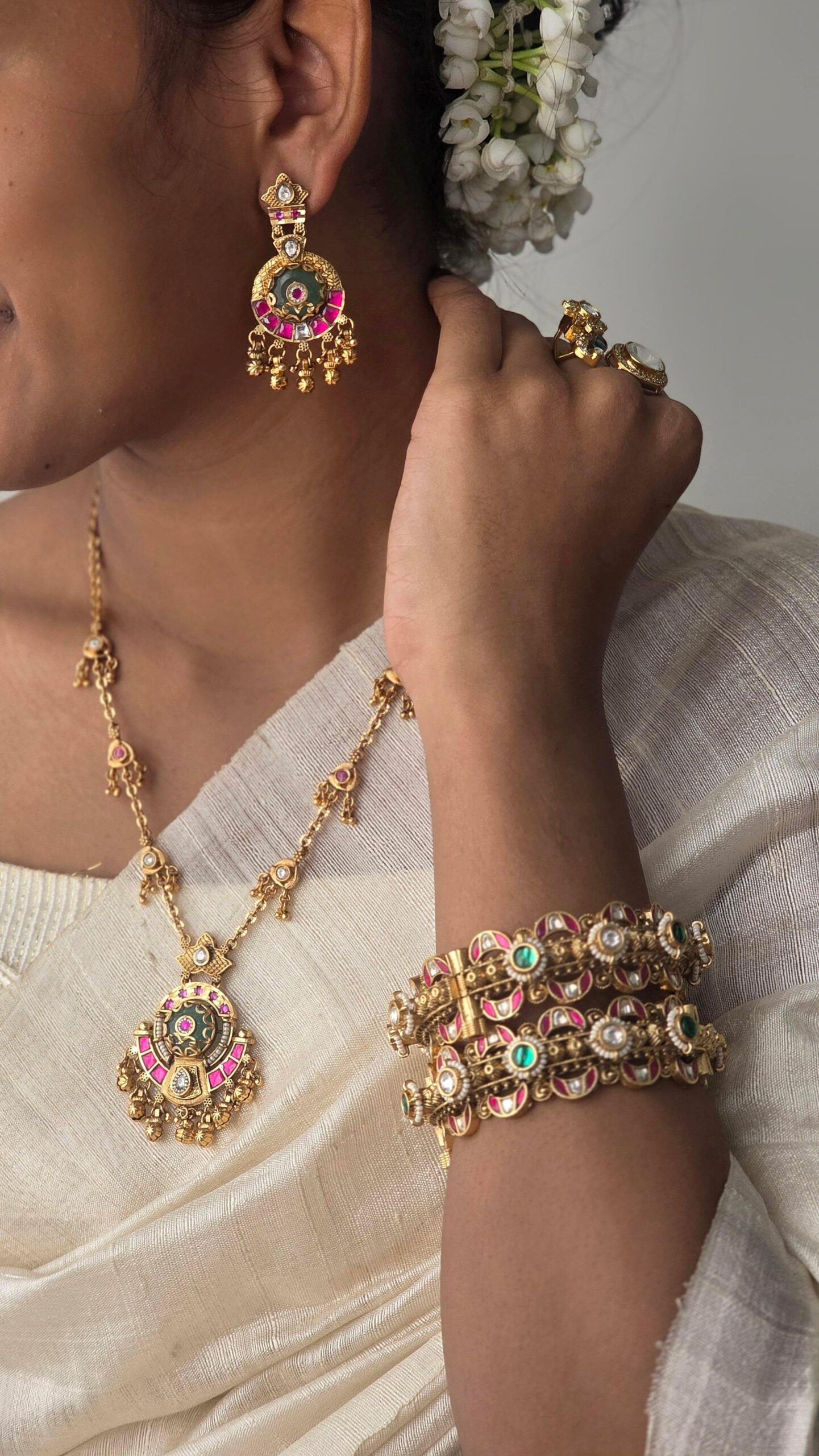 Lakshmi delicate handcrafted long necklace Thumbnail