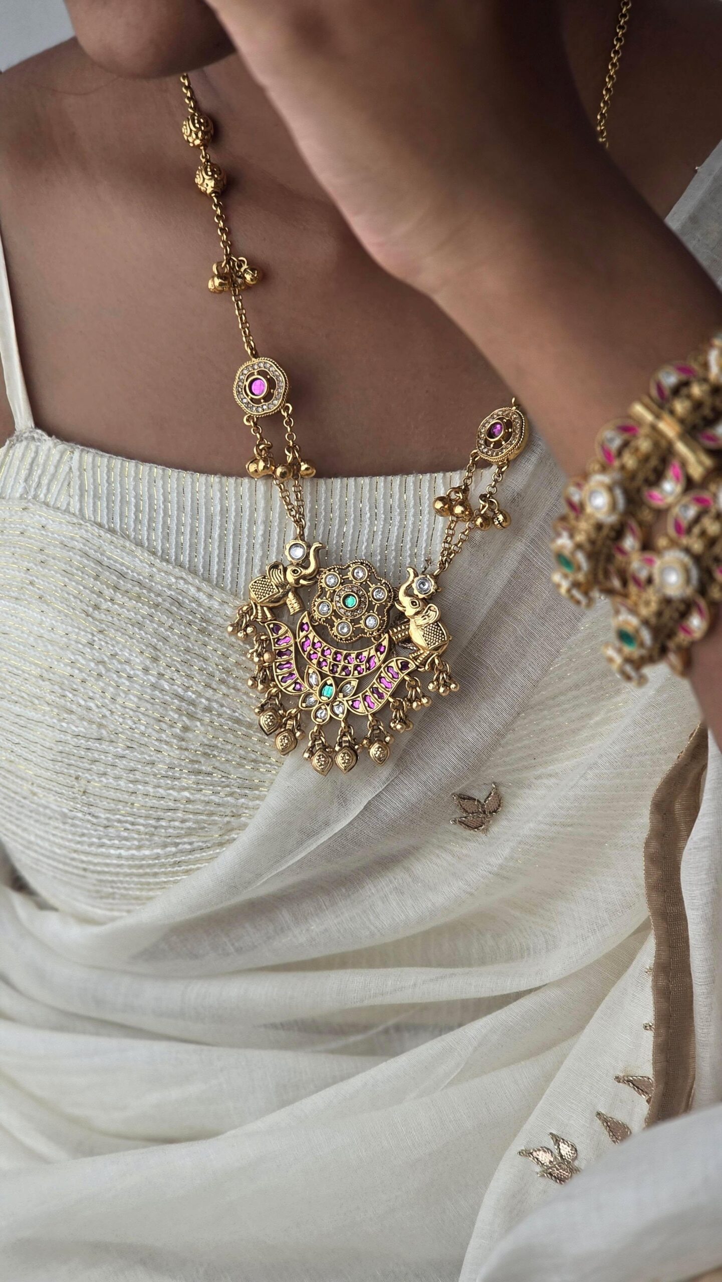 Saumya delicate handcrafted long necklace Thumbnail