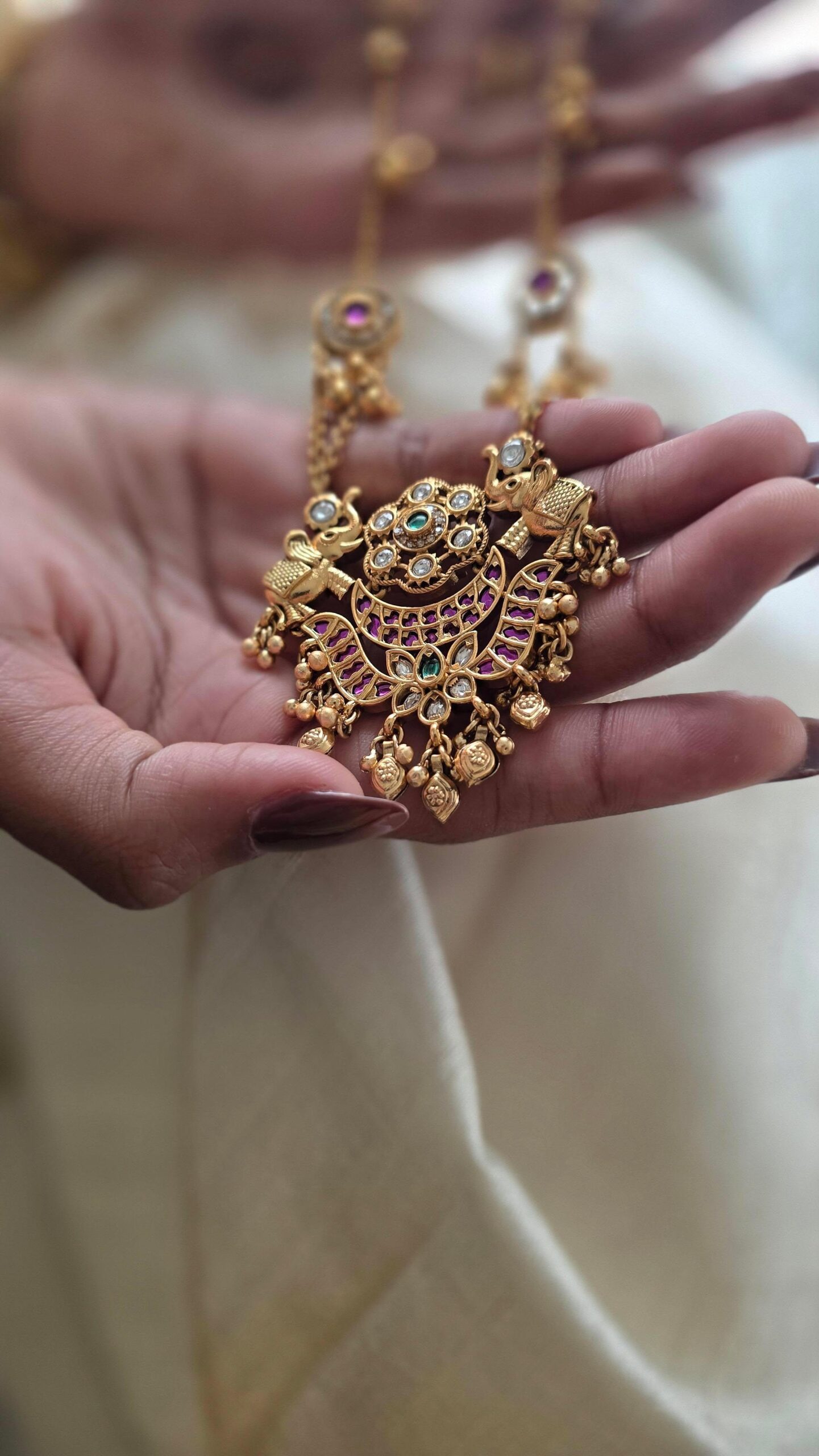 Saumya delicate handcrafted long necklace Thumbnail