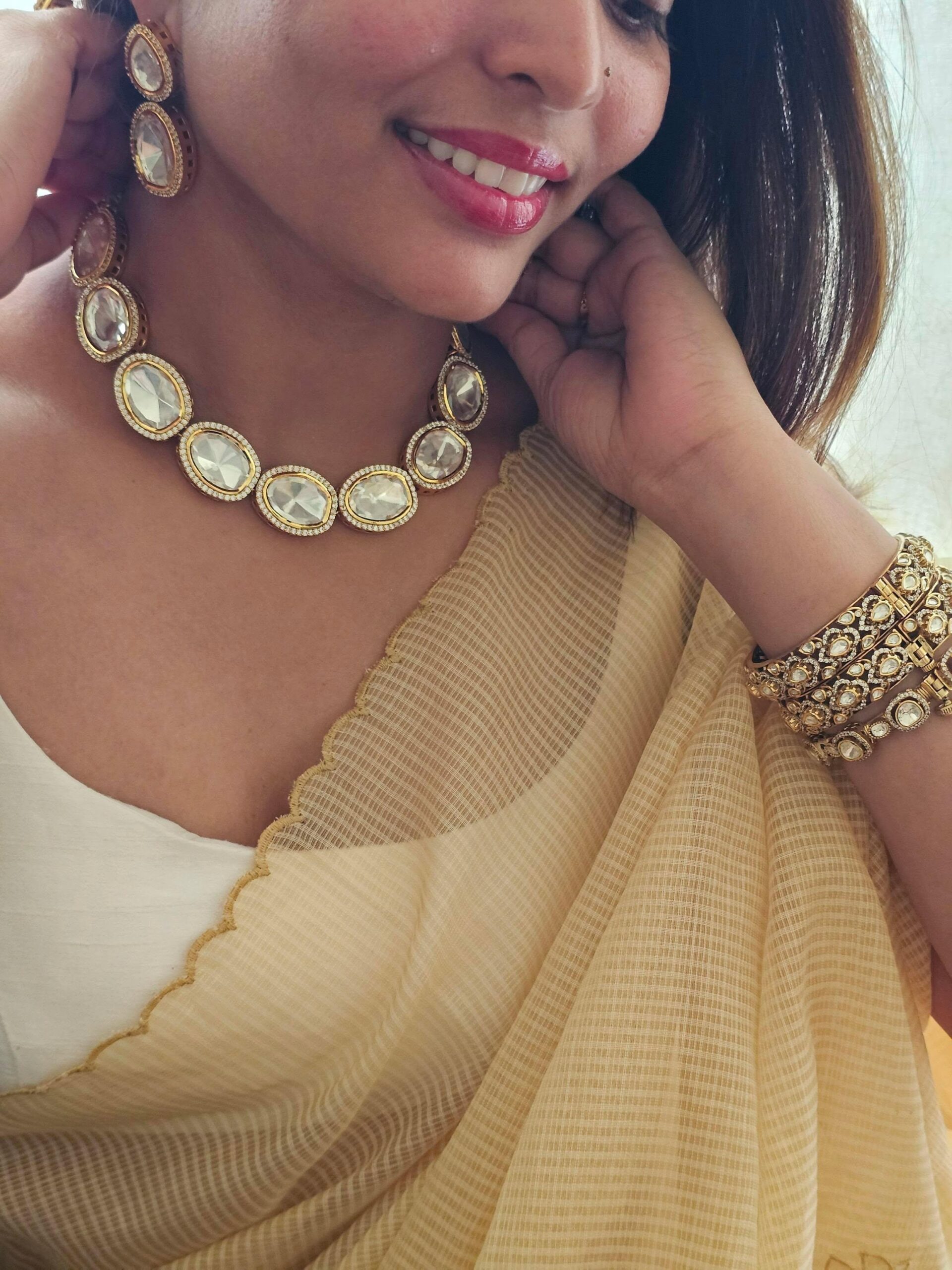 Belaa Polki necklace with Earrings Thumbnail