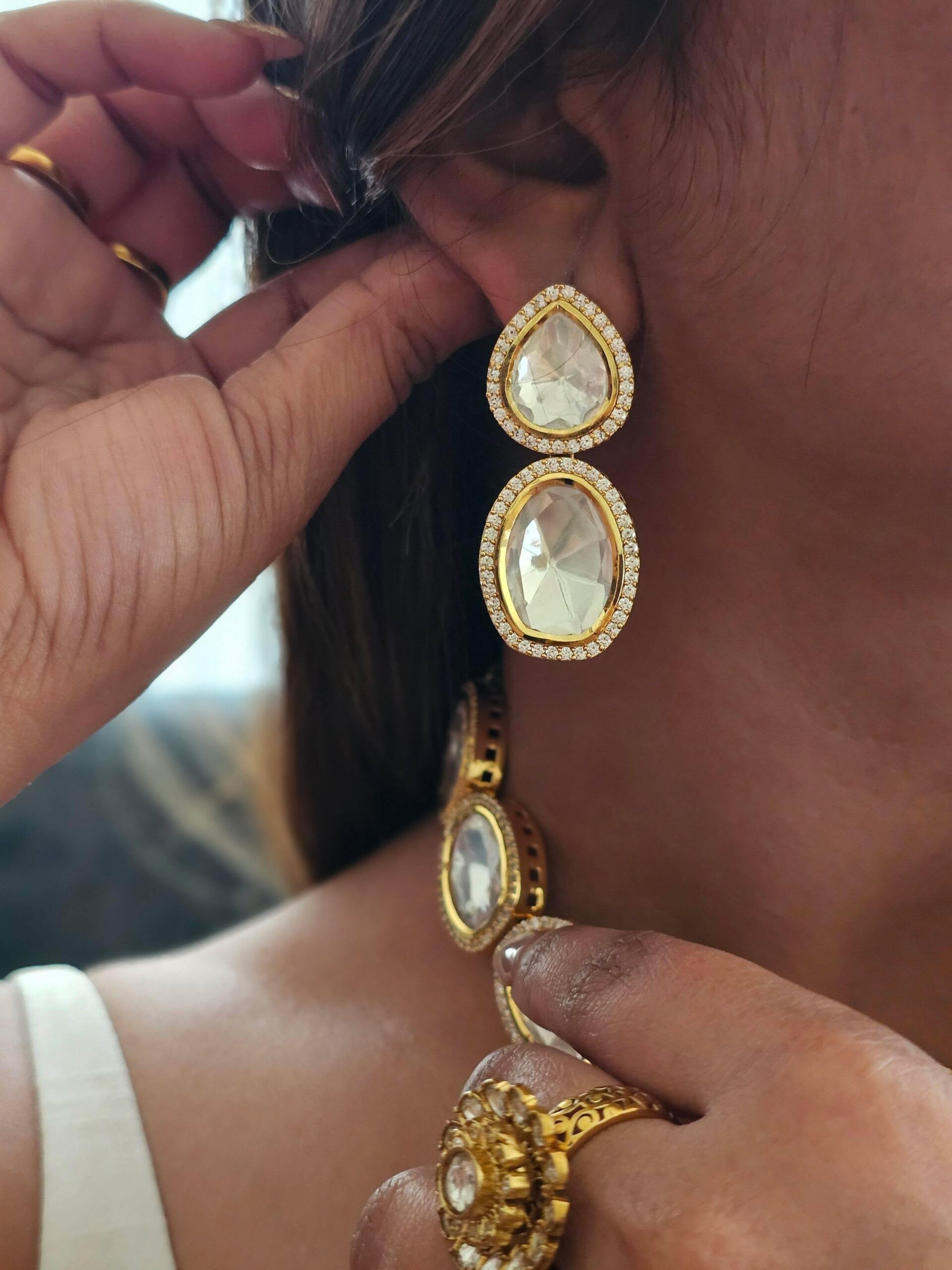 Belaa Polki necklace with Earrings Thumbnail
