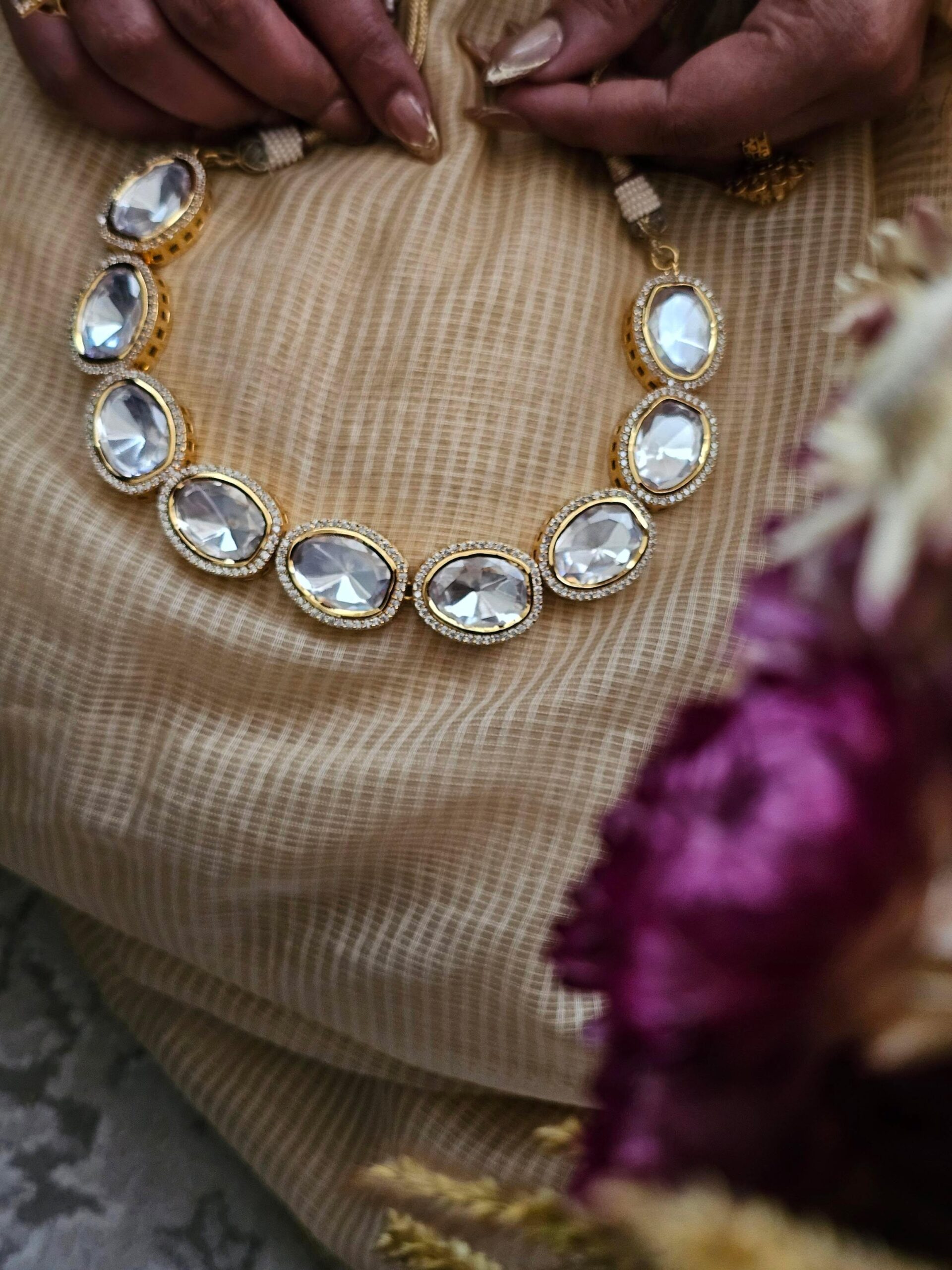 Belaa Polki necklace with Earrings Thumbnail
