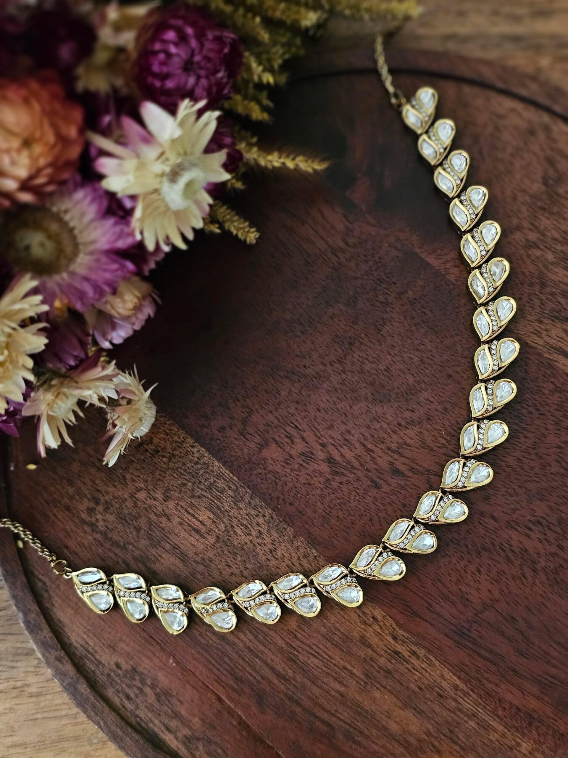Avira Polki necklace with Earrings Thumbnail