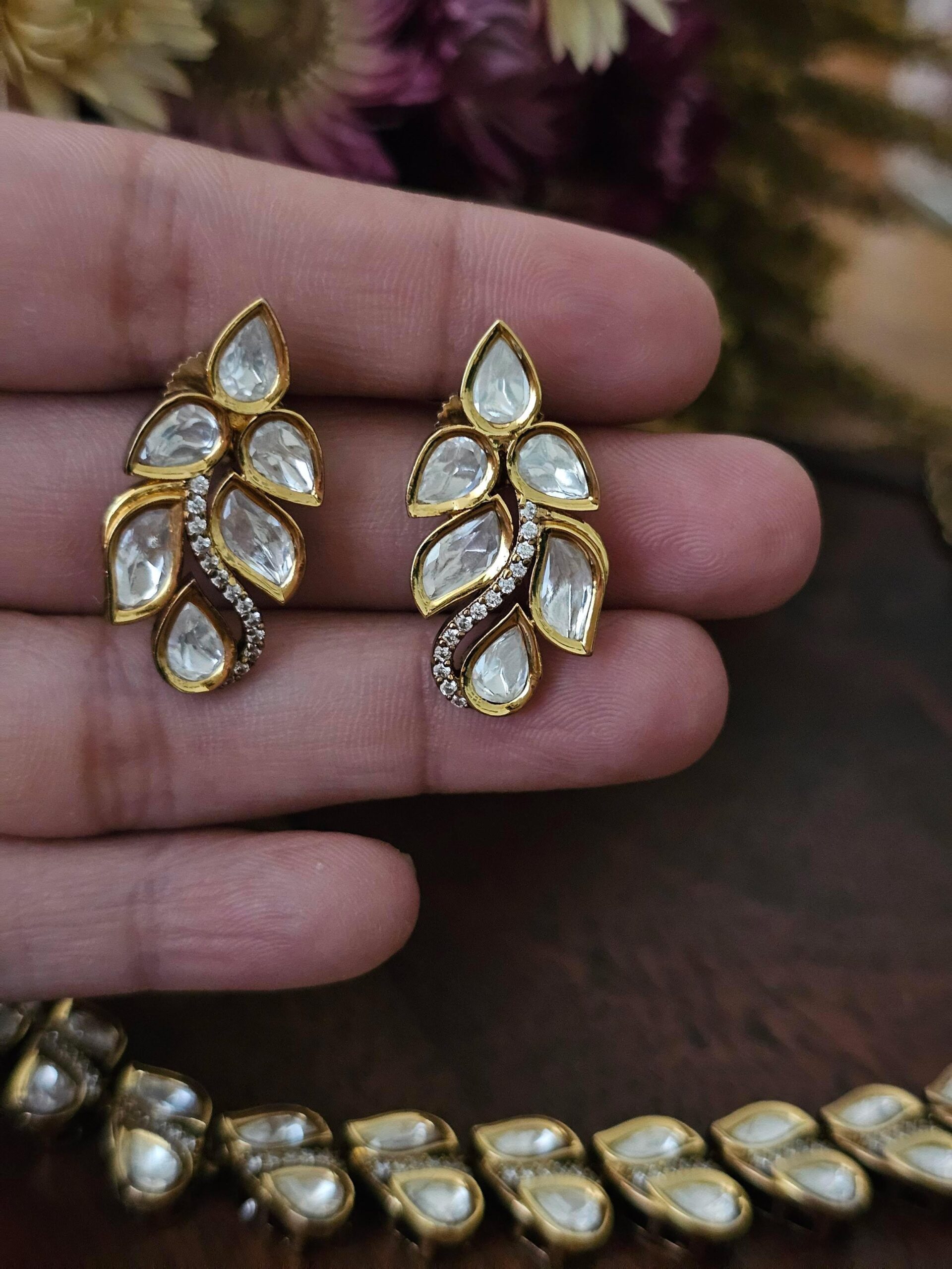 Avira Polki necklace with Earrings Thumbnail