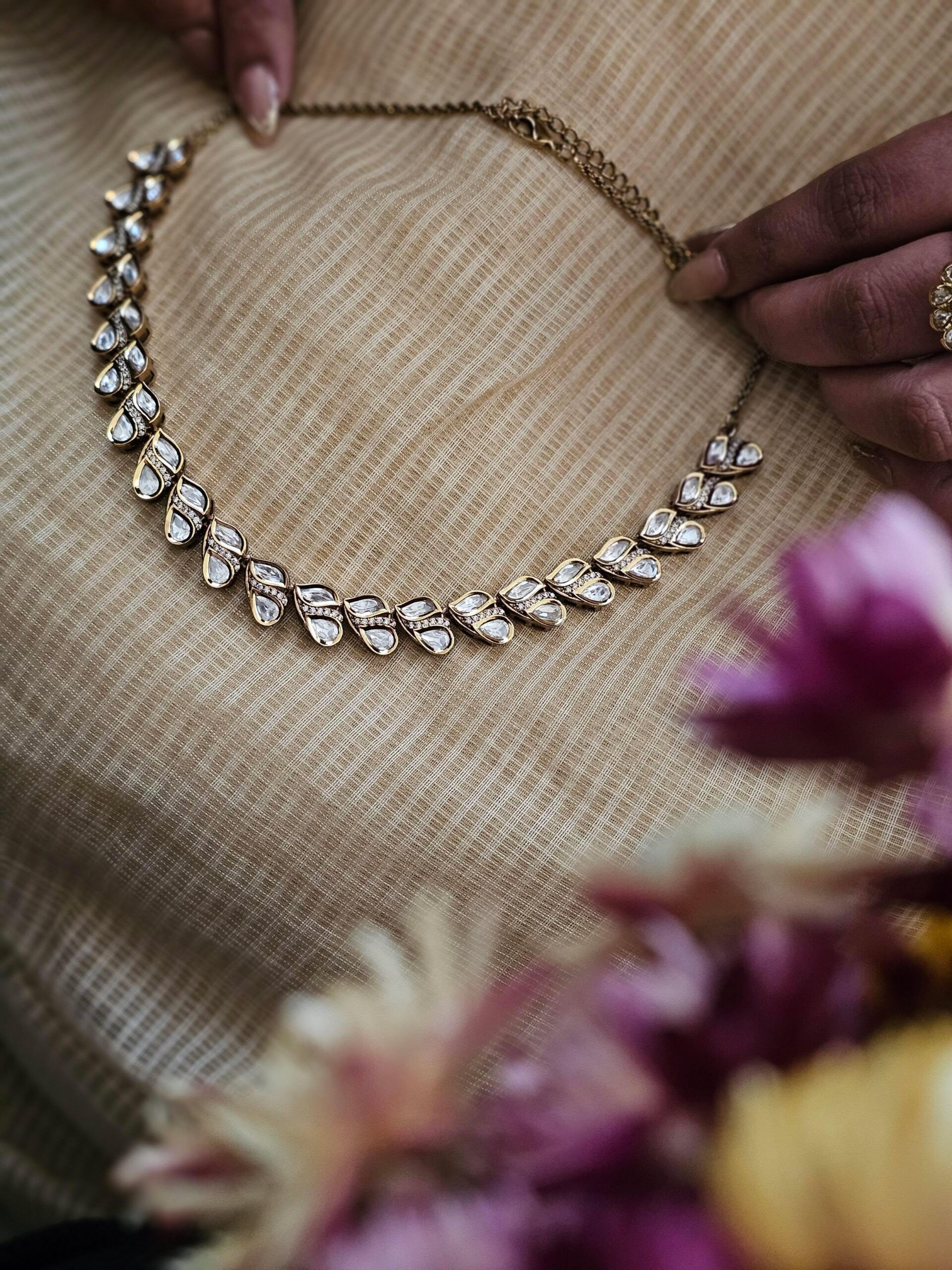 Avira Polki necklace with Earrings Thumbnail