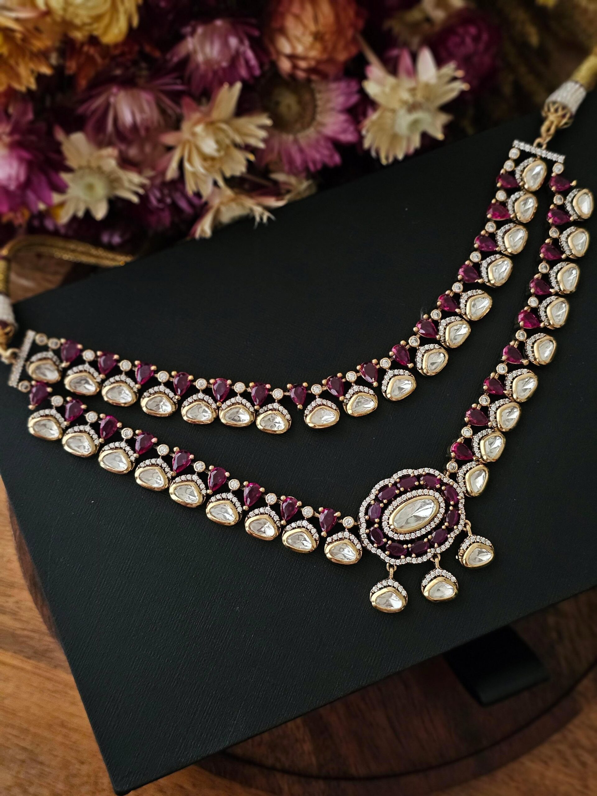 Ruhi Polki Necklace with Earrings Thumbnail