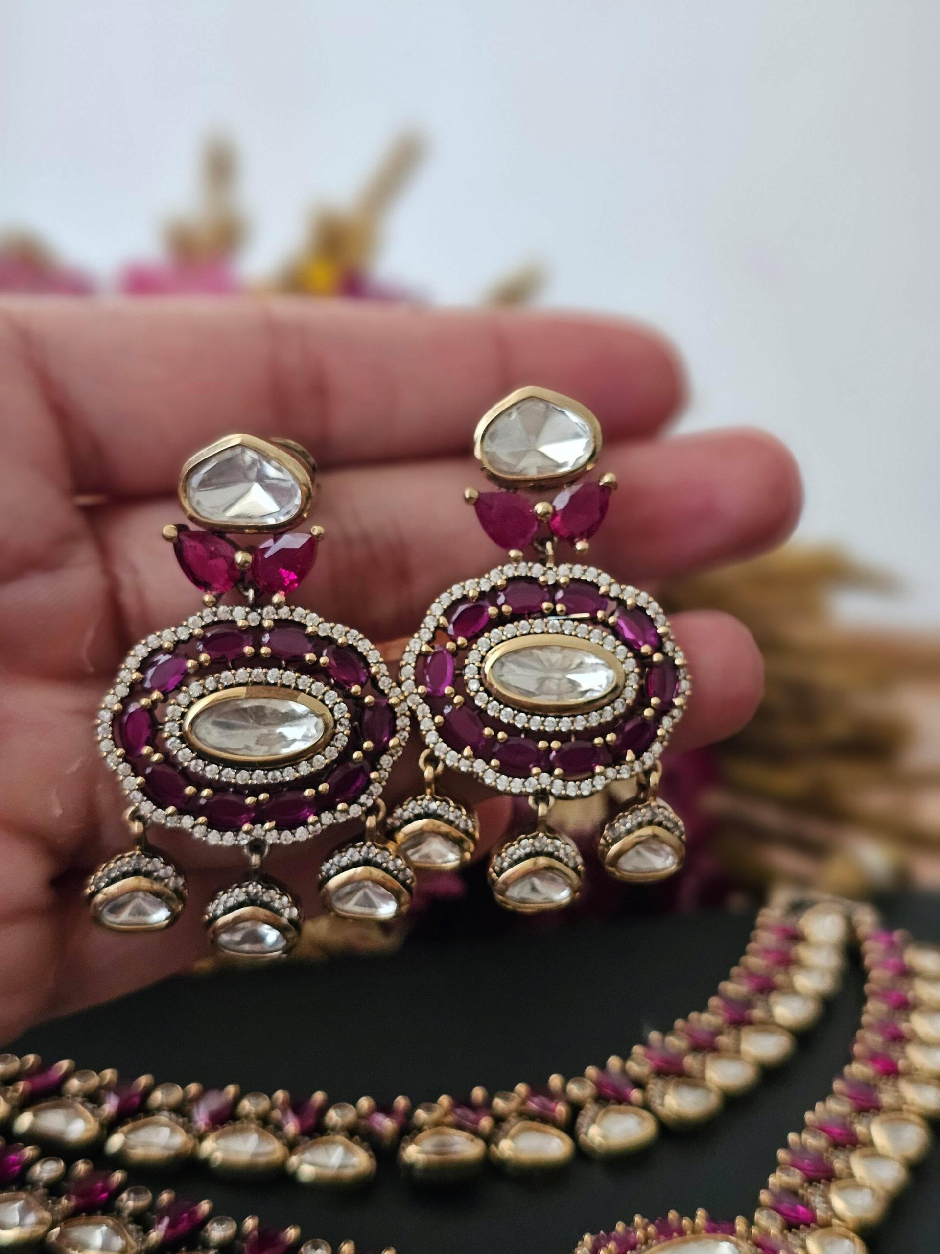 Ruhi Polki Necklace with Earrings Thumbnail