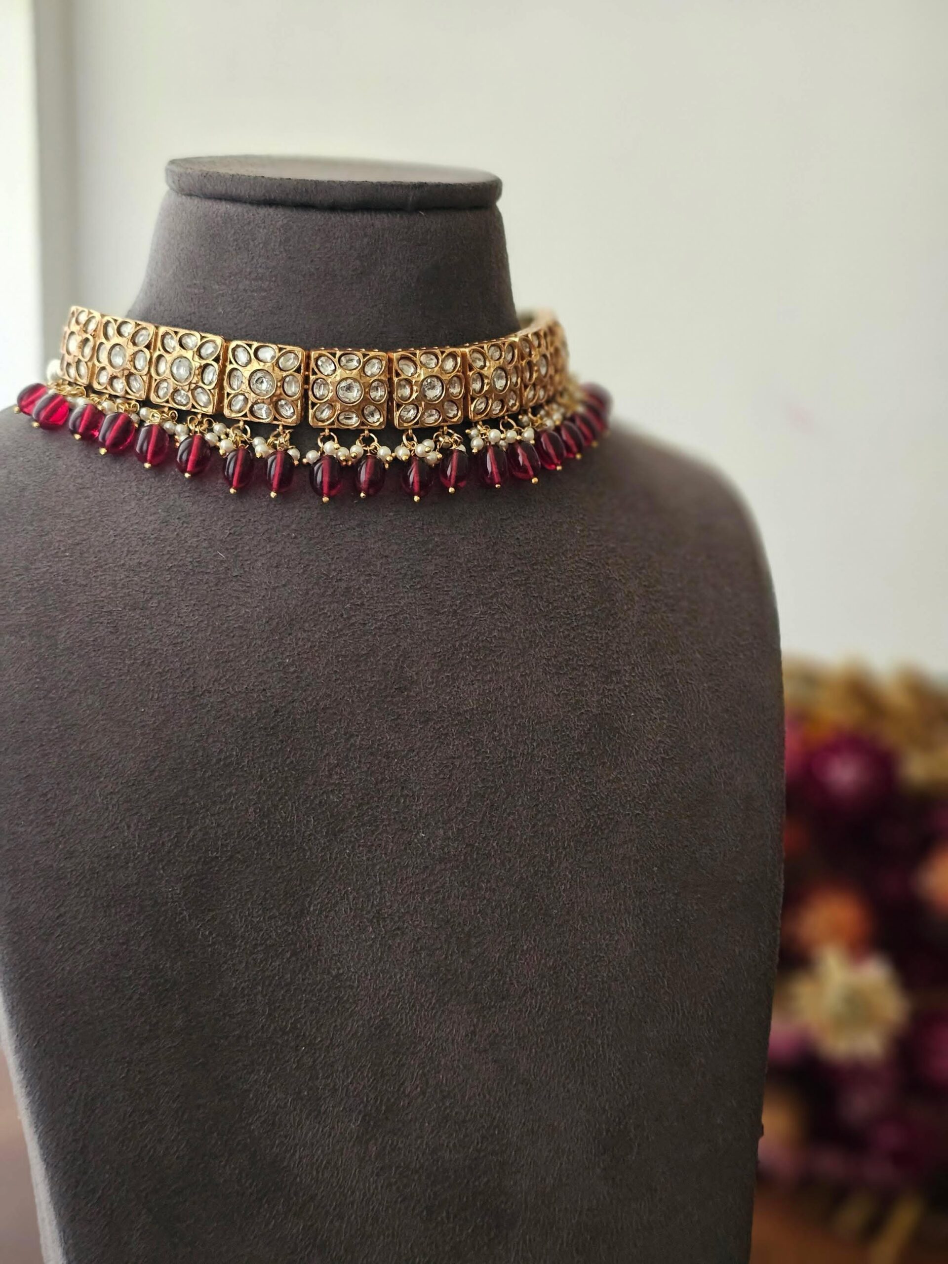 Afsa pearl and polki choker Thumbnail