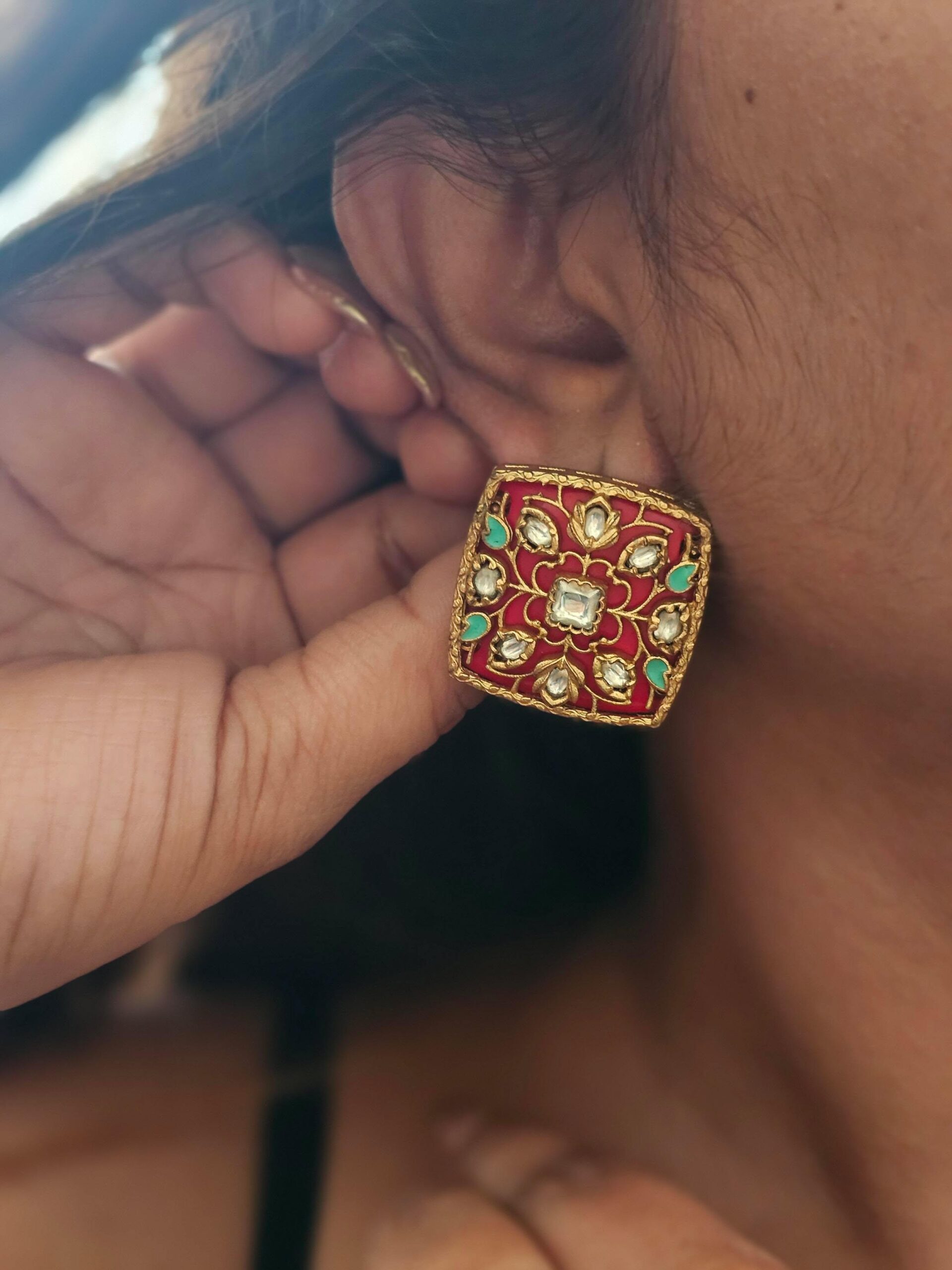 Resham handcrafted studs Thumbnail