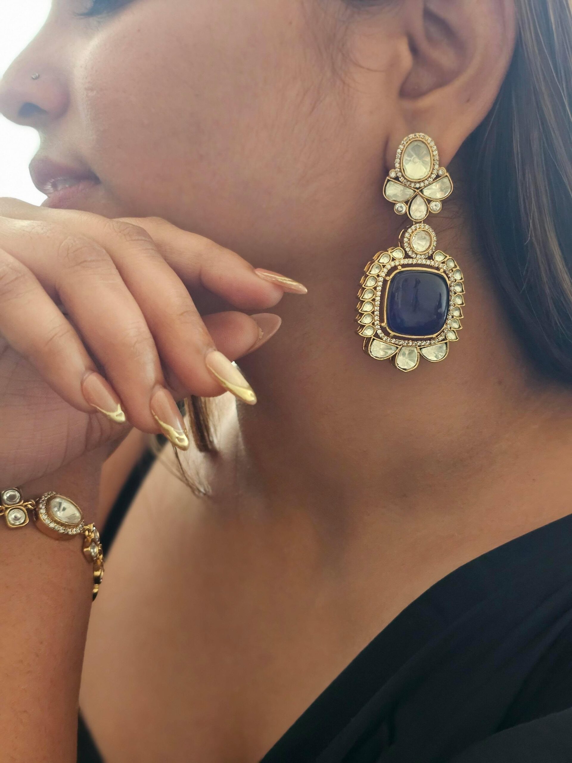 Ambar semi-precious stone earrings. Thumbnail