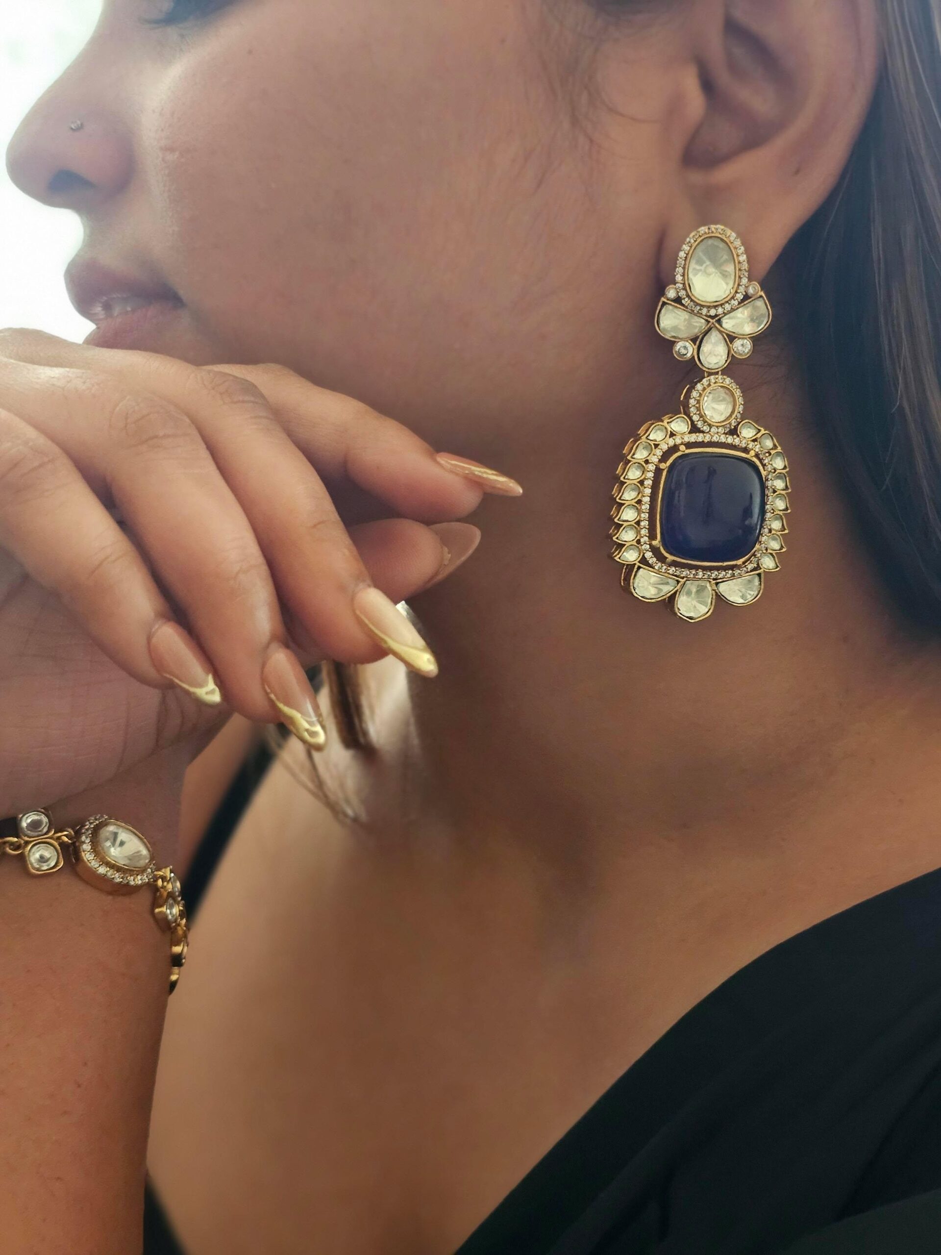 Ambar semi-precious stone earrings. Thumbnail