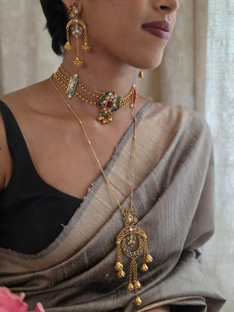 Pratibha delicate handcrafted long necklace Thumbnail
