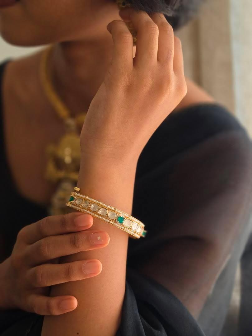 Charita openable polki & pearl bangles Thumbnail