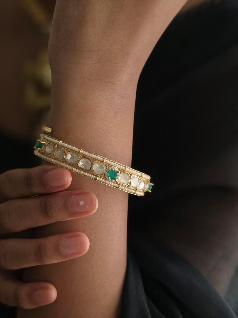 Charita openable polki & pearl bangles Thumbnail