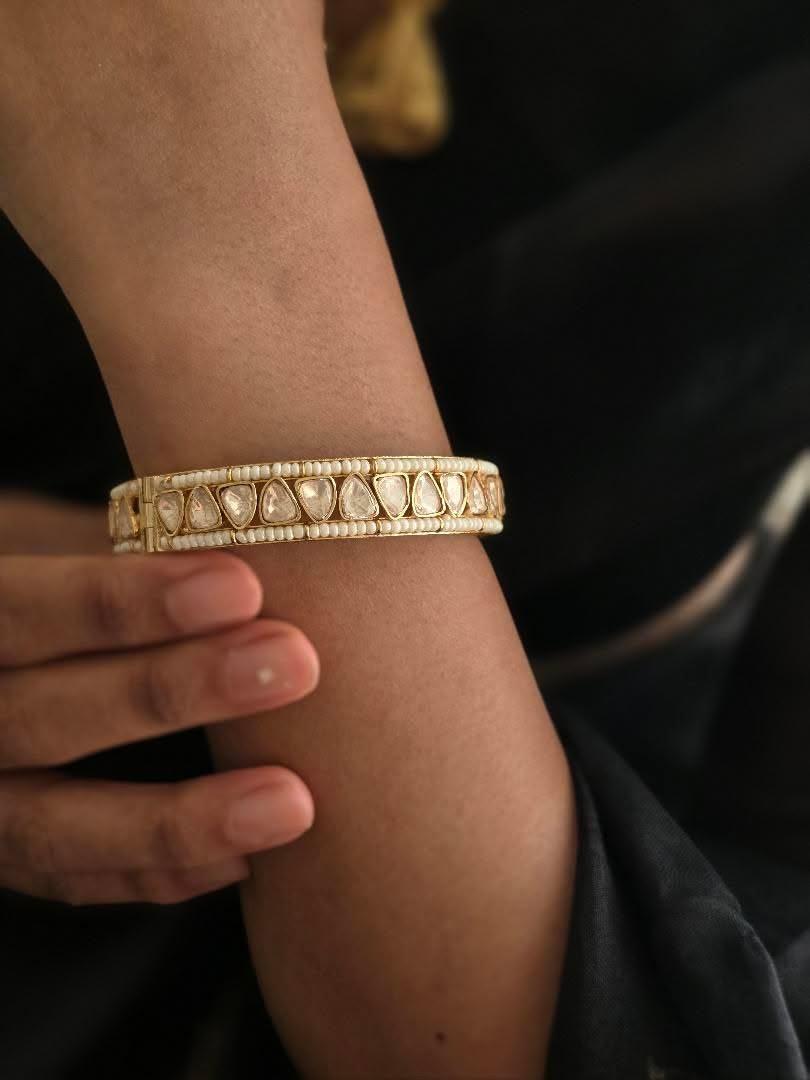 Advira openable polki & pearl bangles Thumbnail