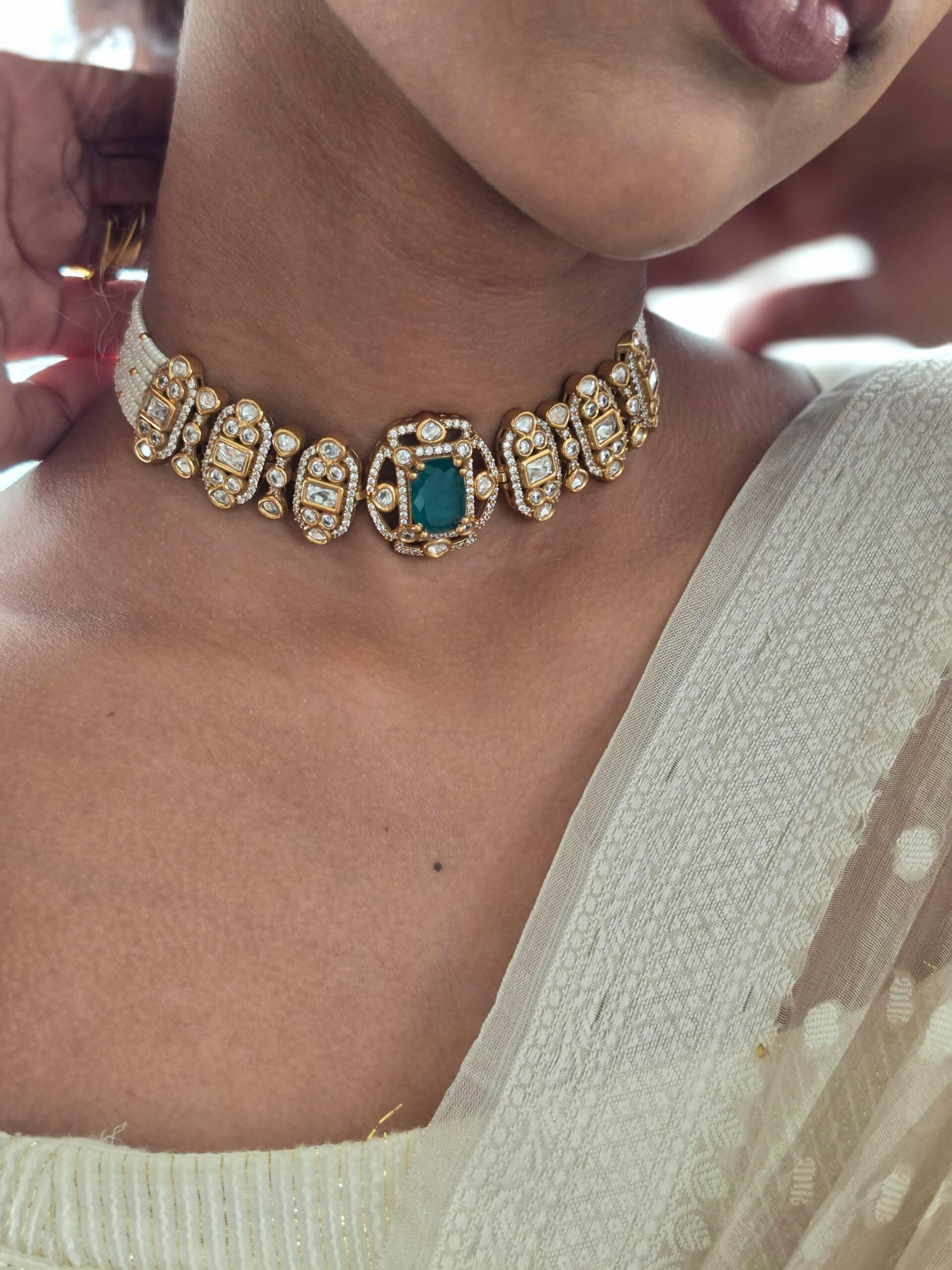 Talia polki and pearl choker Thumbnail