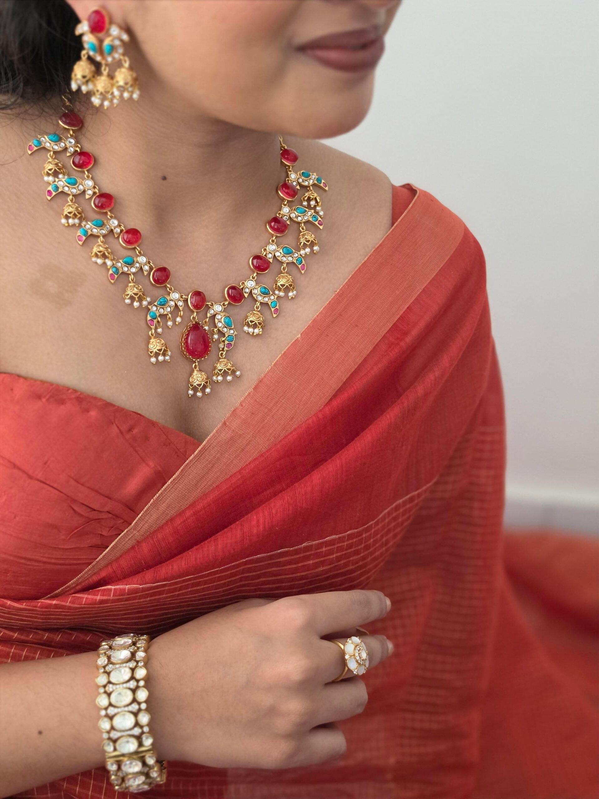 Vaishnavi quartz and polki necklace Thumbnail