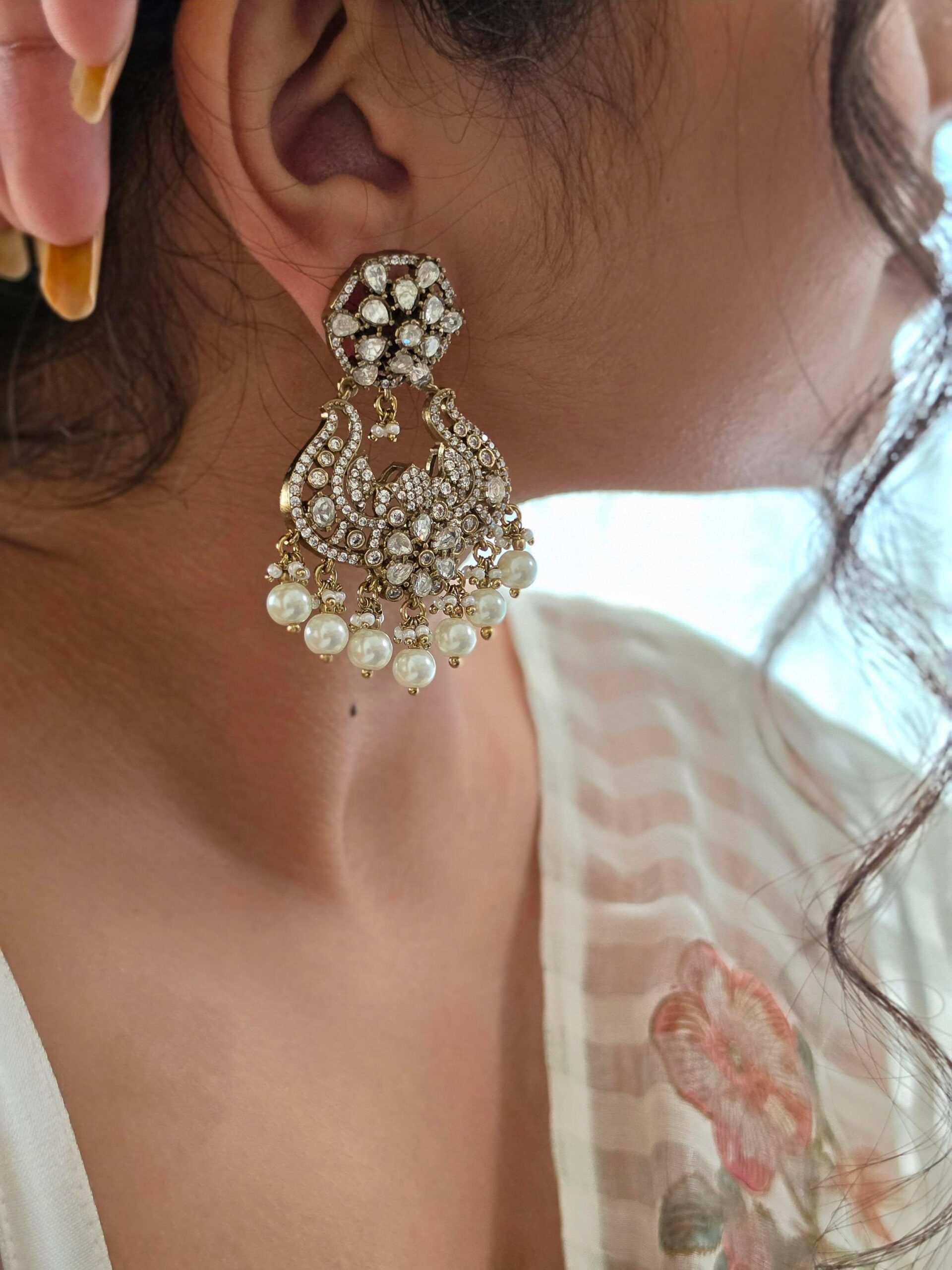 Trishika polki and pearl earrings Thumbnail