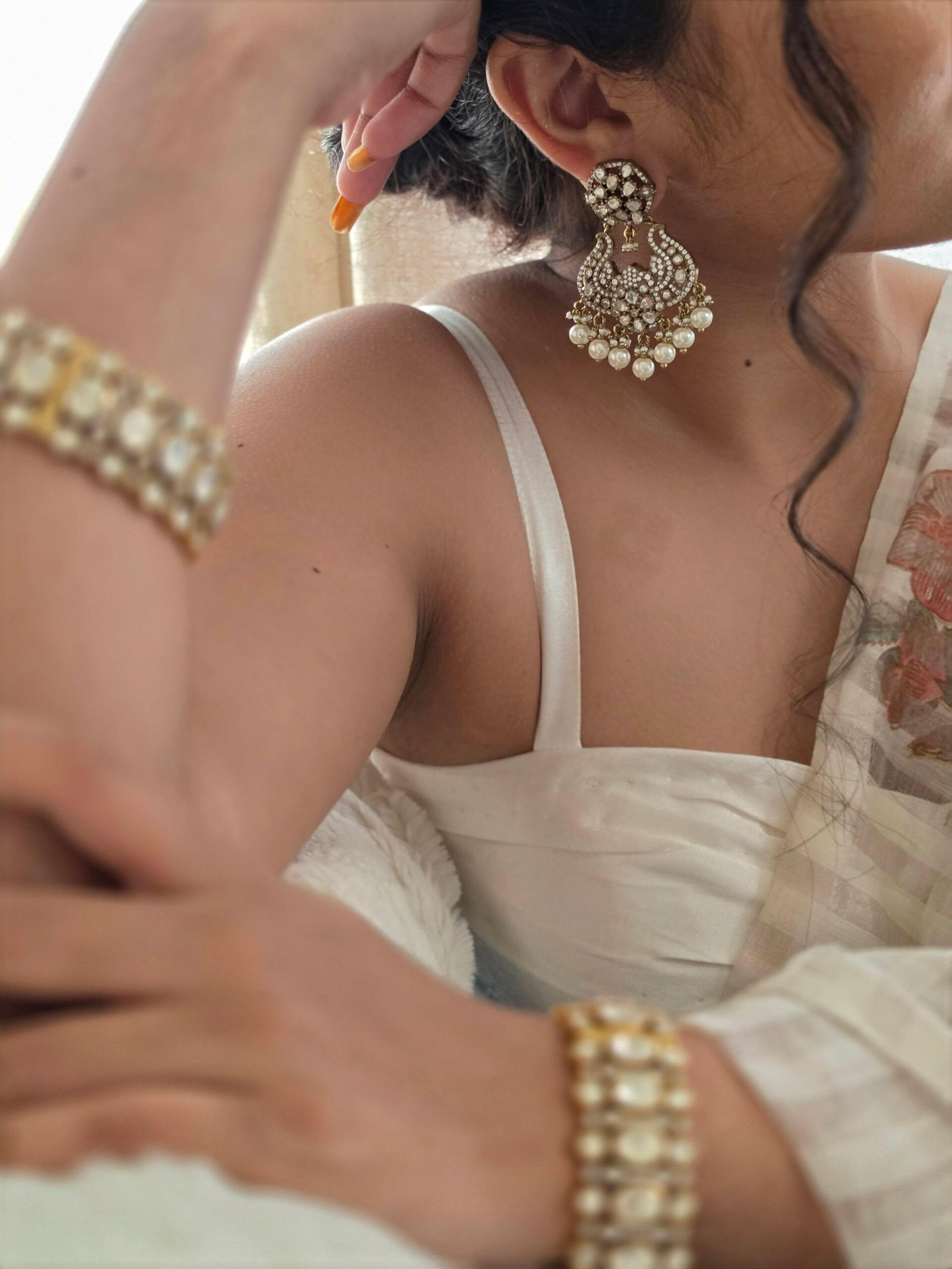 Trishika polki and pearl earrings Thumbnail