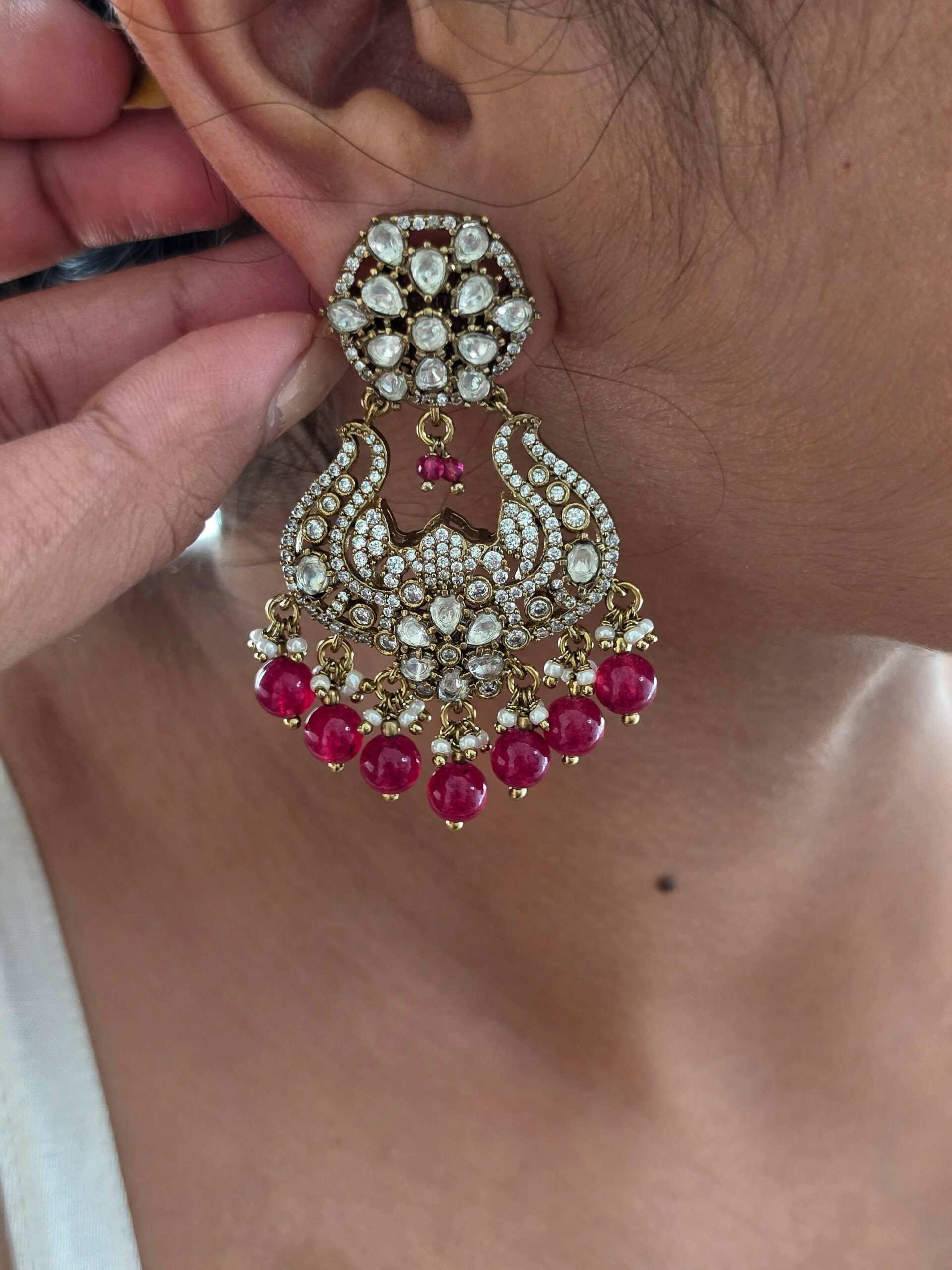 Trishika polki and pearl earrings Thumbnail