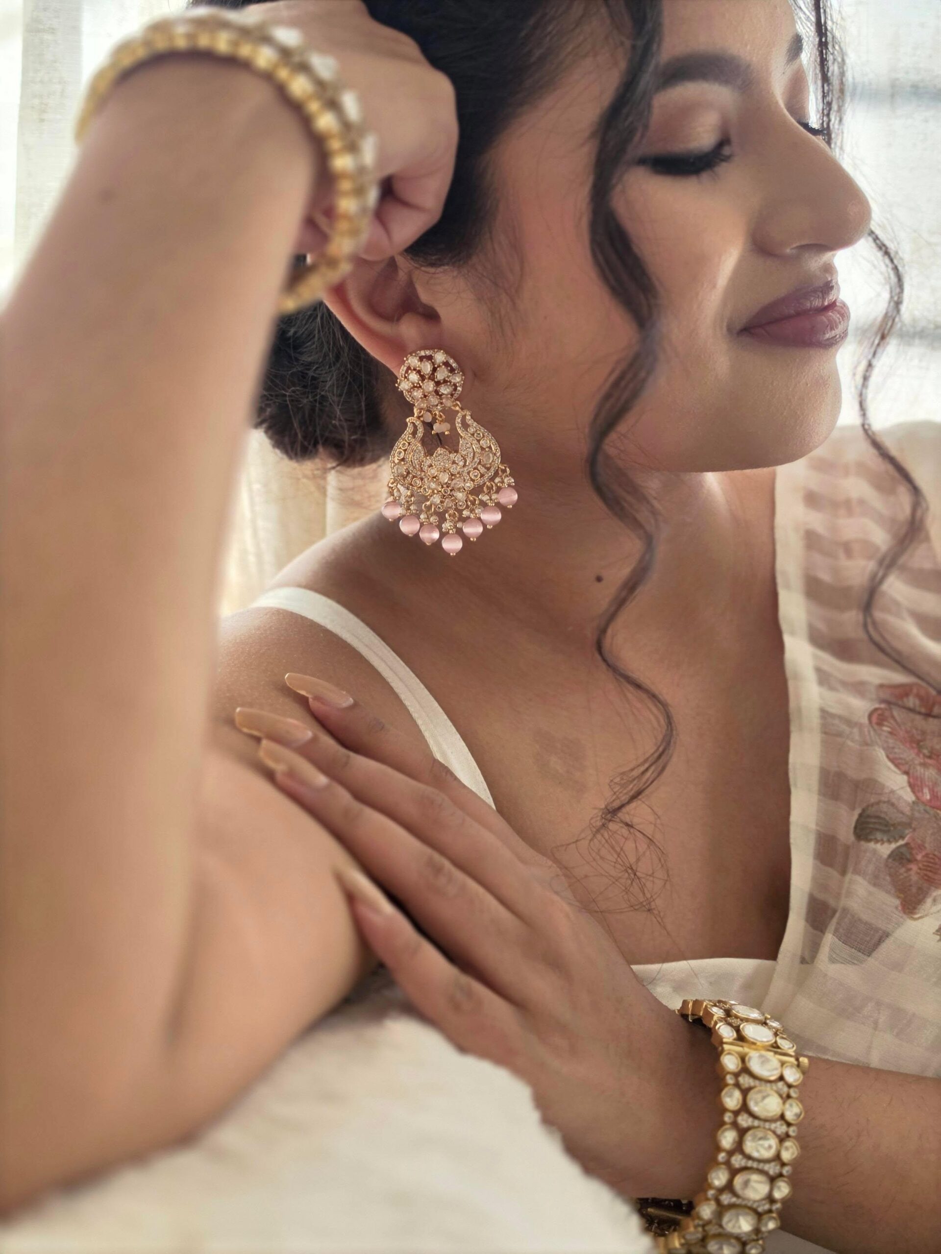 Trishika polki and pearl earrings Thumbnail