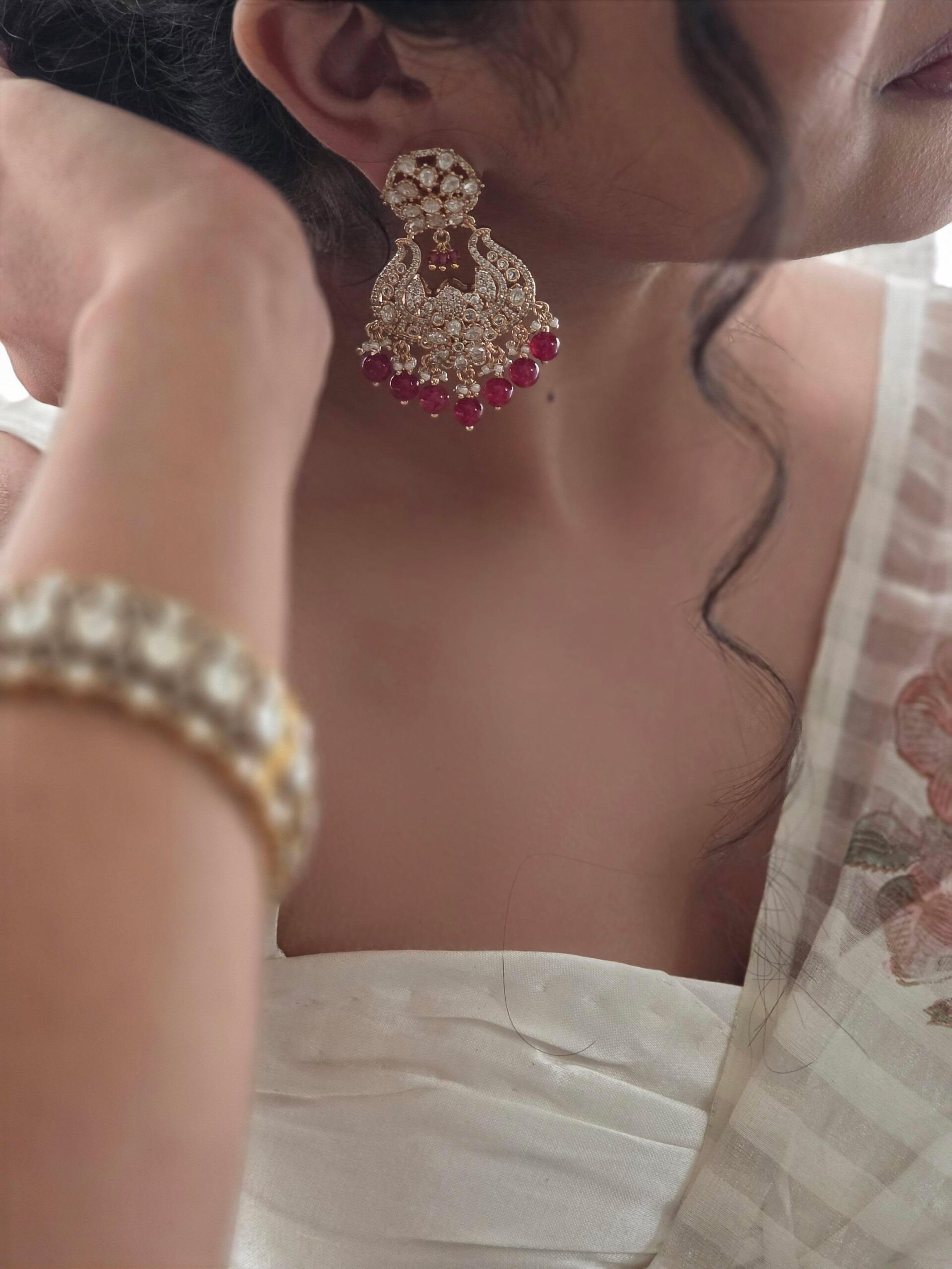 Trishika polki and pearl earrings Thumbnail
