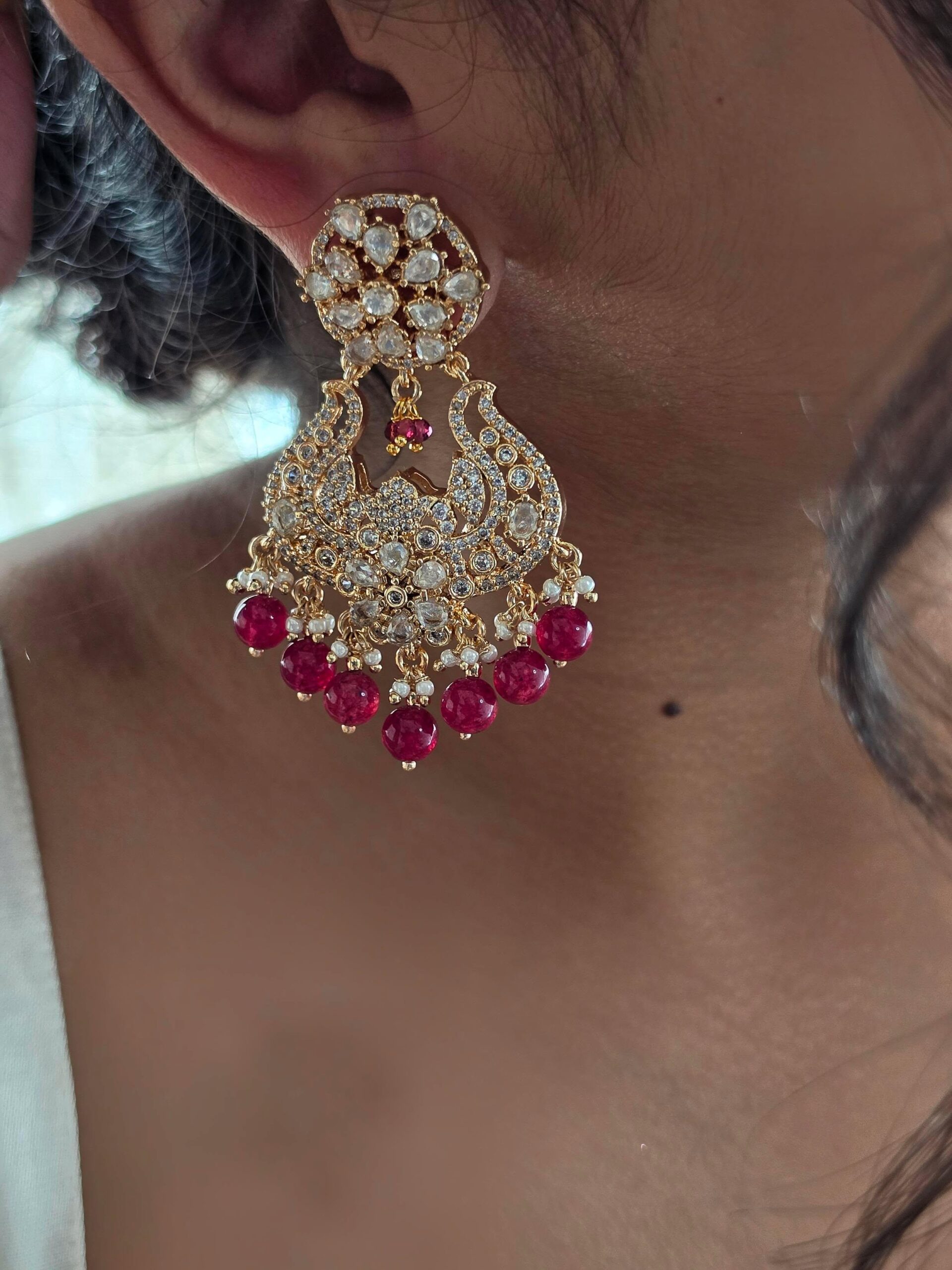 Trishika polki and pearl earrings Thumbnail