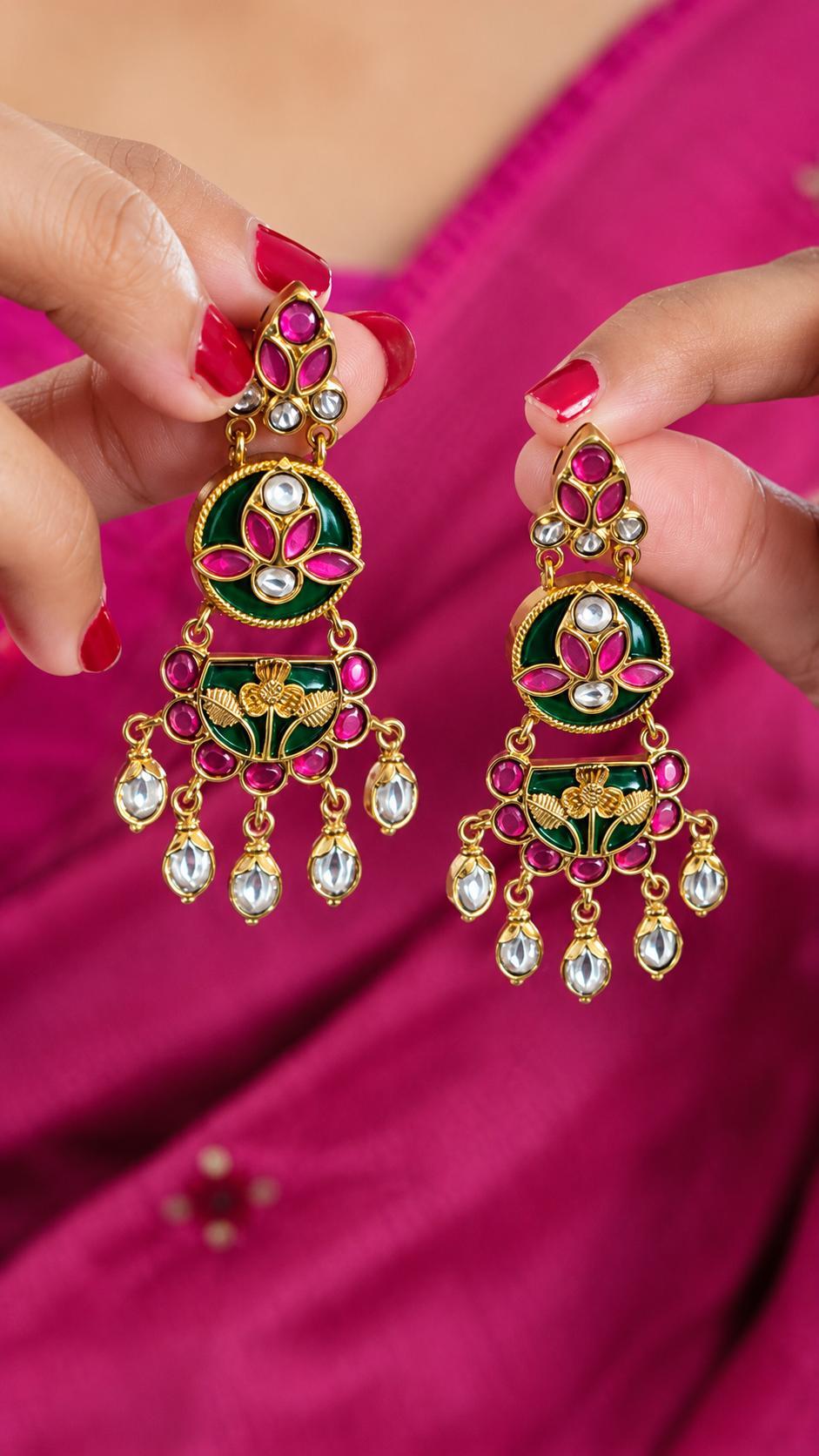 Zaniya handcrafted quartz earrings Thumbnail