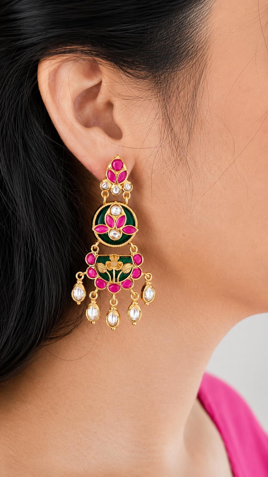 Zaniya handcrafted quartz earrings Thumbnail