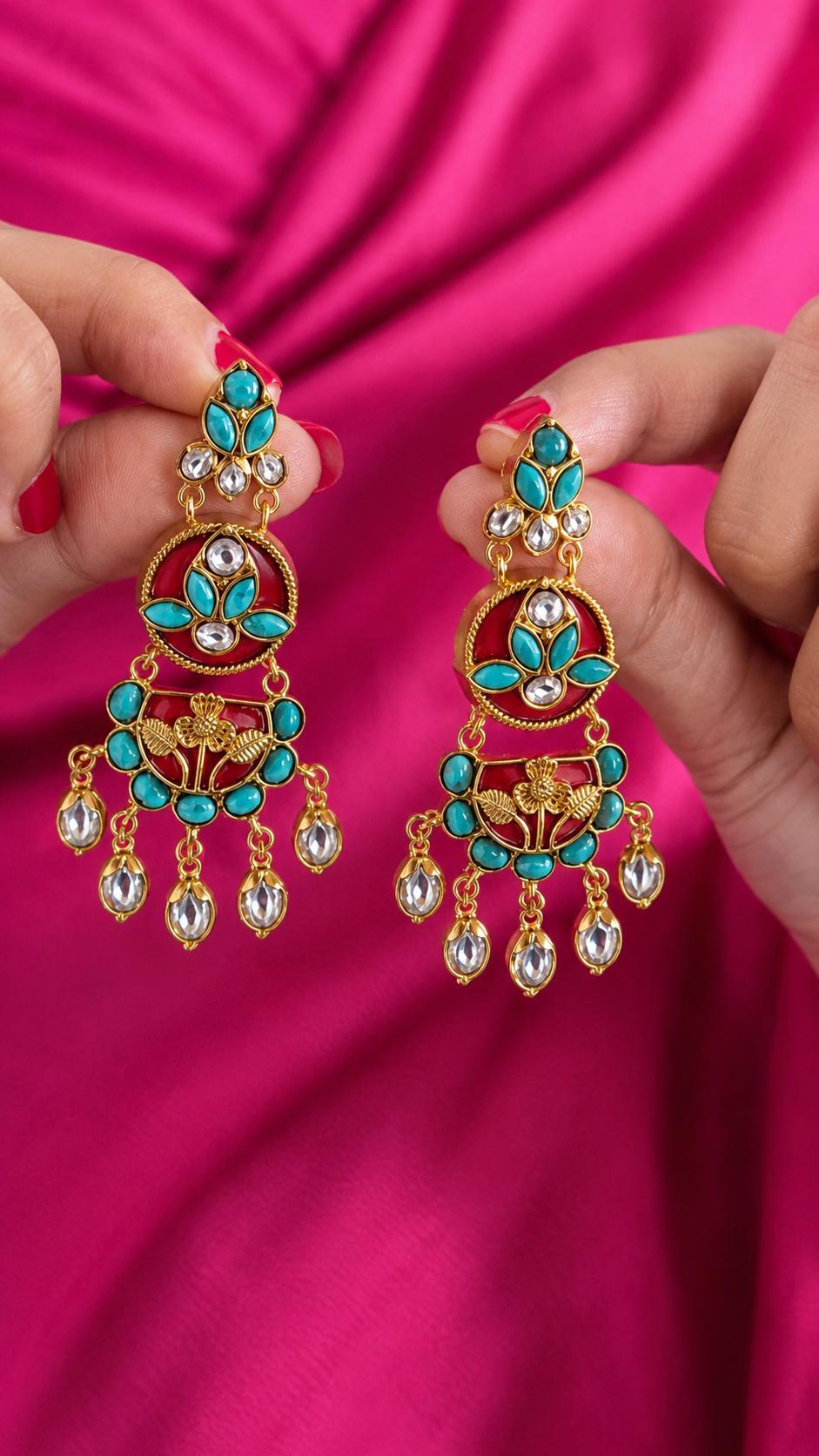 Zaniya handcrafted quartz earrings Thumbnail