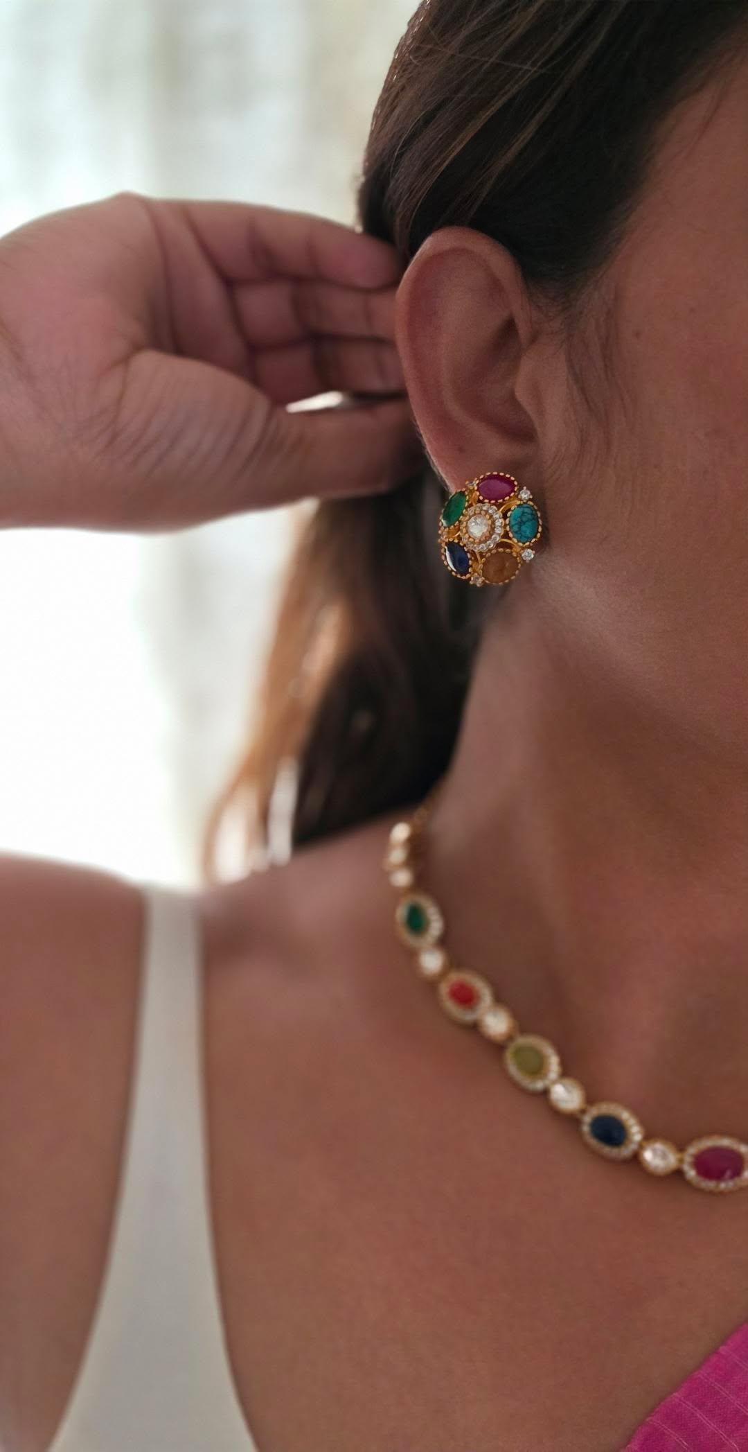 Oviya polki necklace Thumbnail