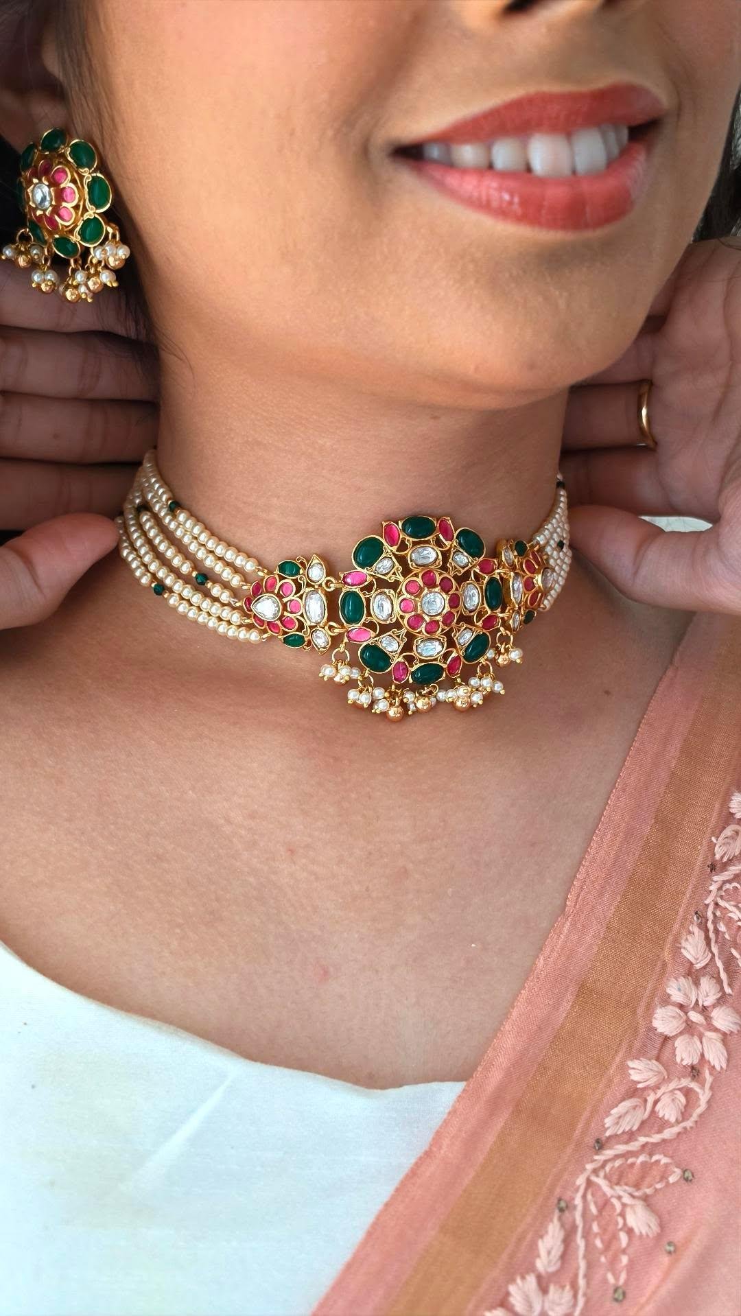 Aadhya polki and pearl choker Thumbnail