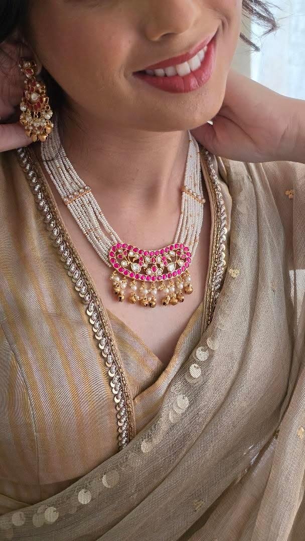 Kiera long pearl necklace Thumbnail