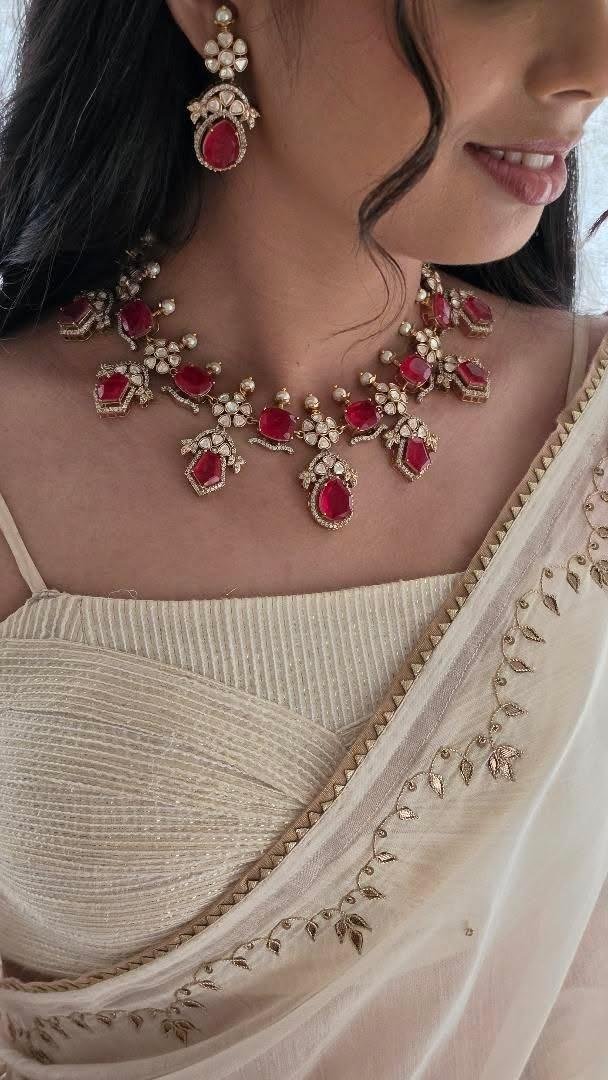 Sia quartz and polki necklace Thumbnail