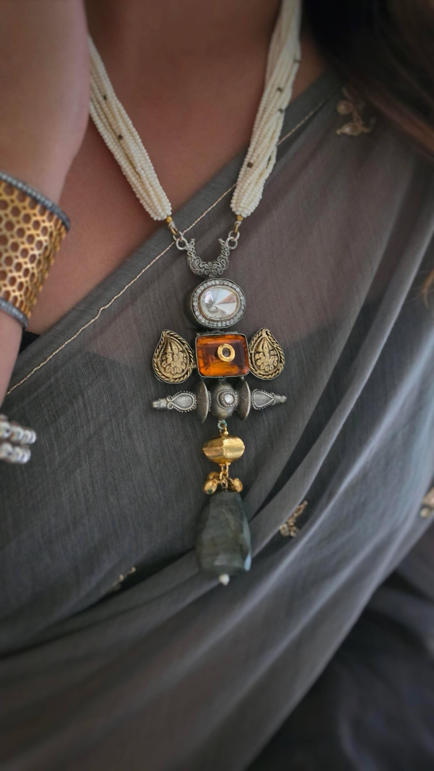 Nimrat handcrafted silver necklace Thumbnail