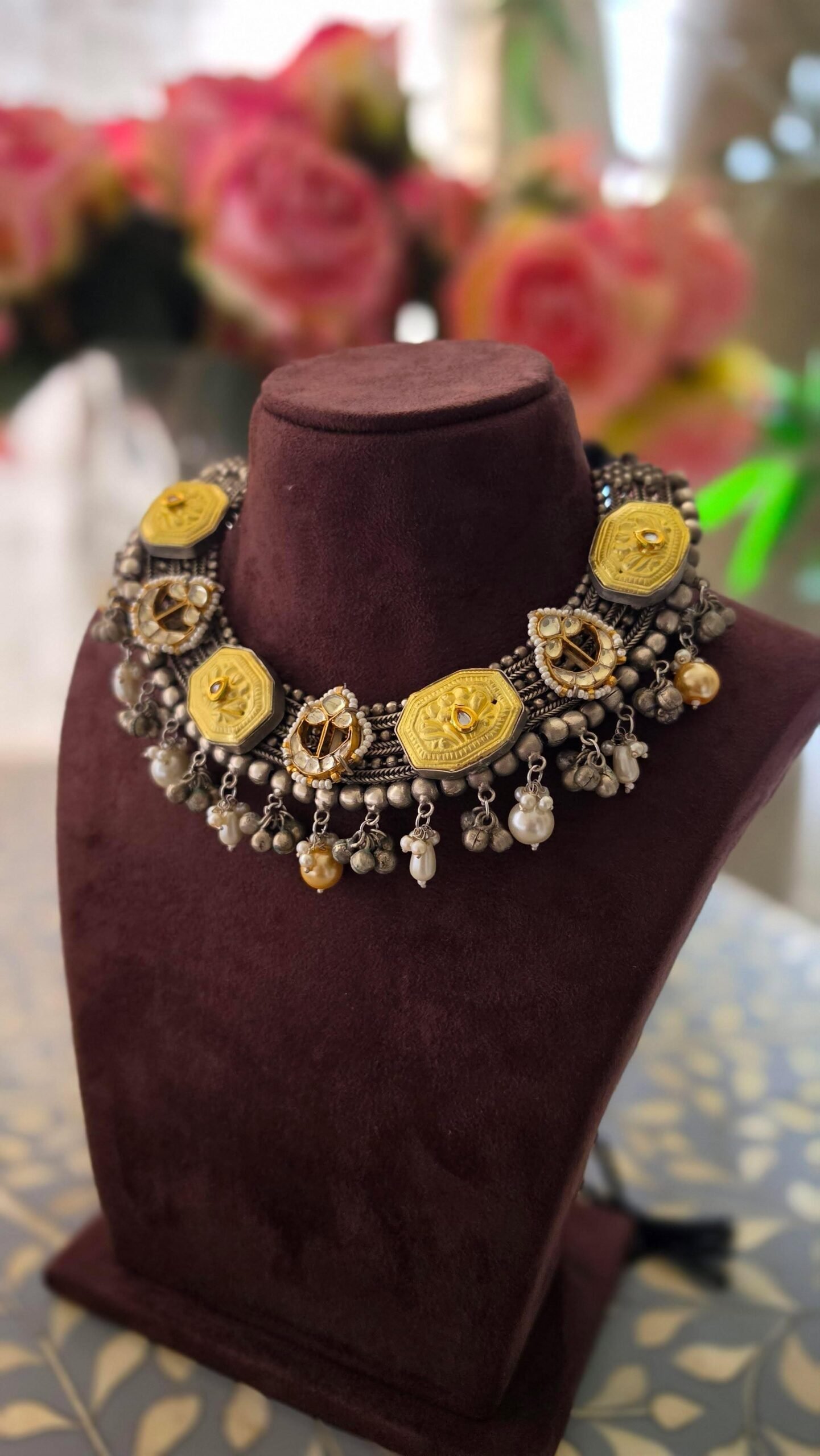 Nandini handcrafted silver necklace Thumbnail