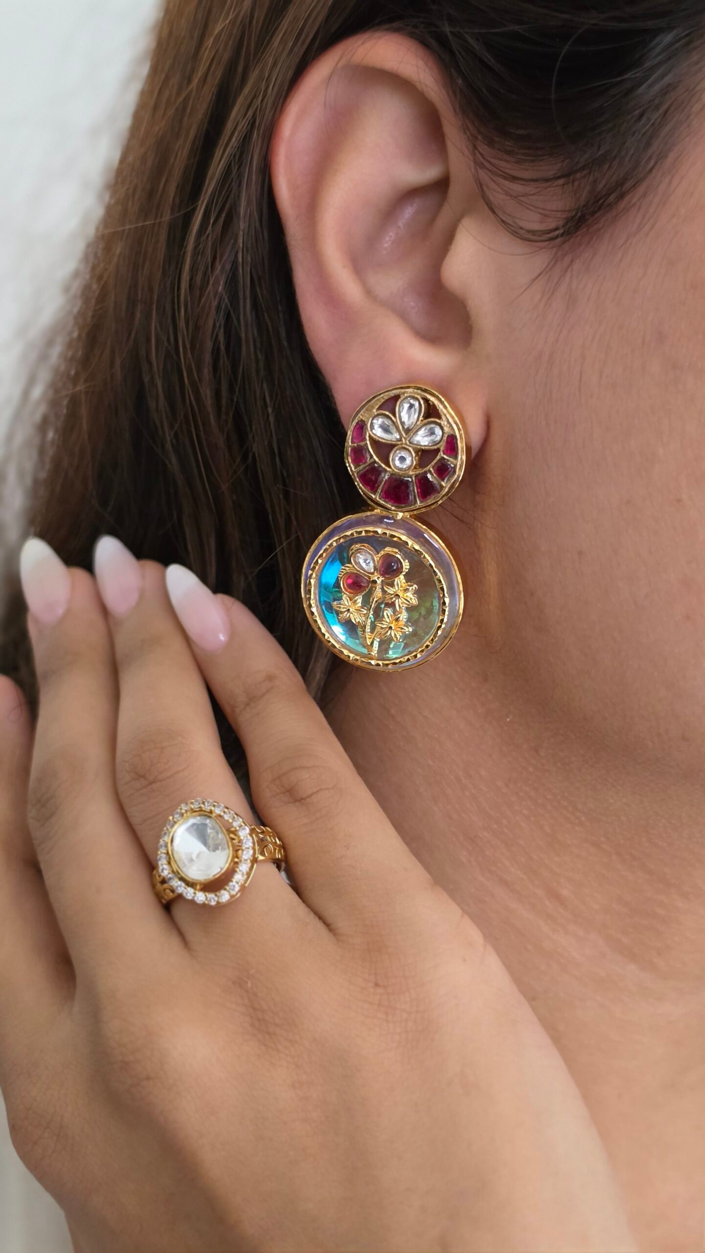 Esha semi precious stone earrings Thumbnail
