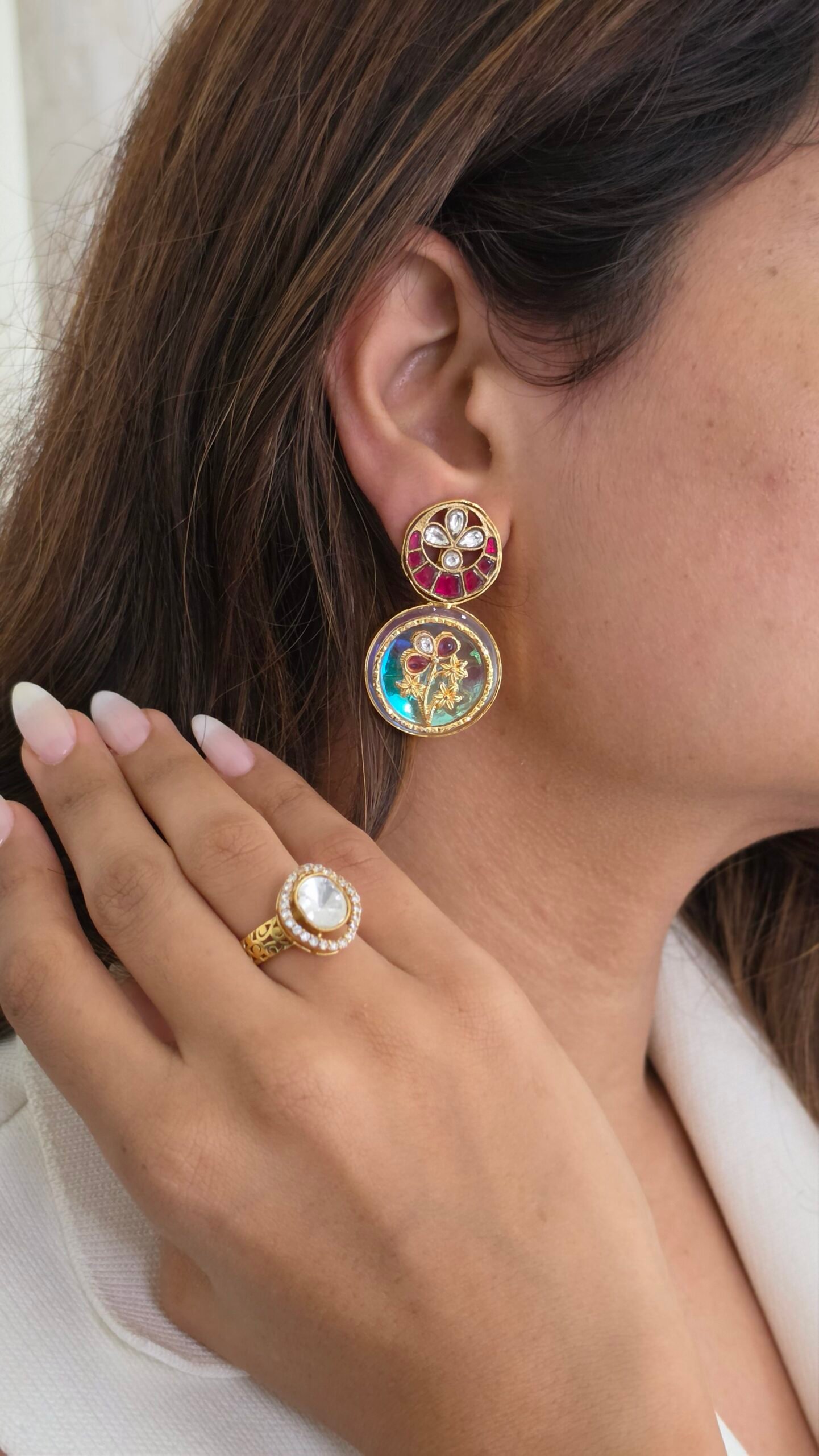 Esha semi precious stone earrings Thumbnail